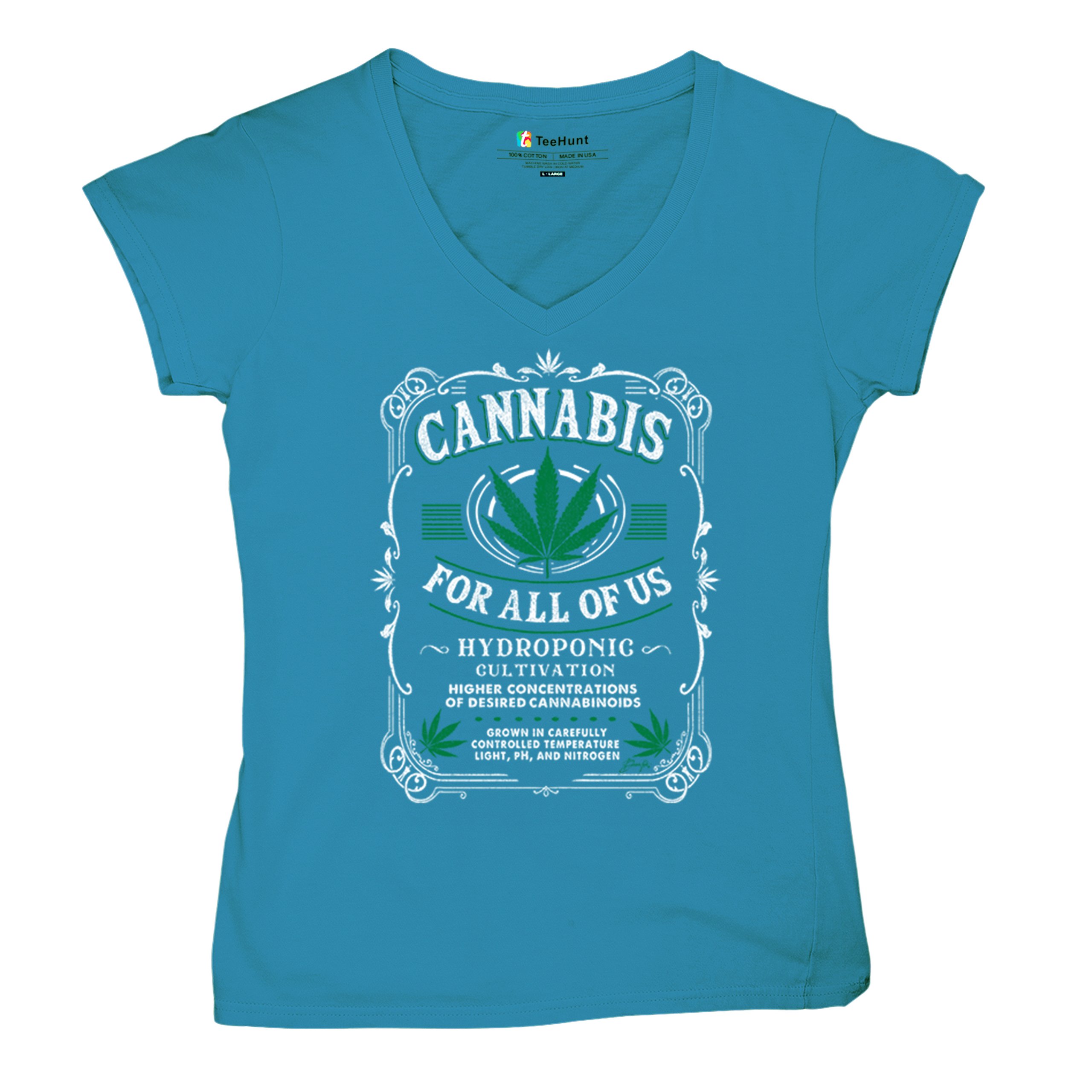 Cannabis For All Women's V-Neck T-shirt 420 Weed Pot Smoking Marijuana Tee - Picture 55 of 57