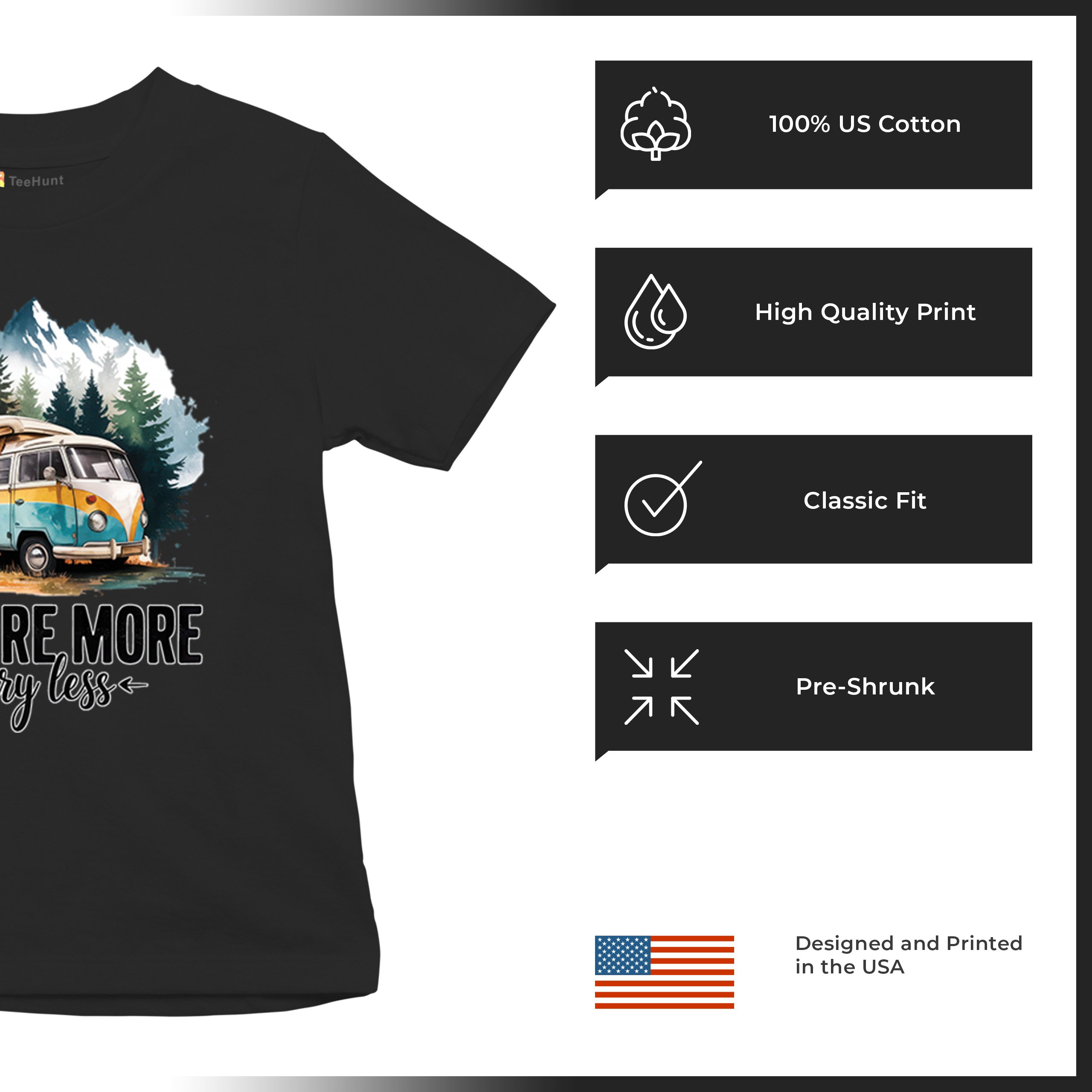 Explore More Worry Less Youth T-shirt Camping Trail Hiking Tent Life Kids - Picture 14 of 50
