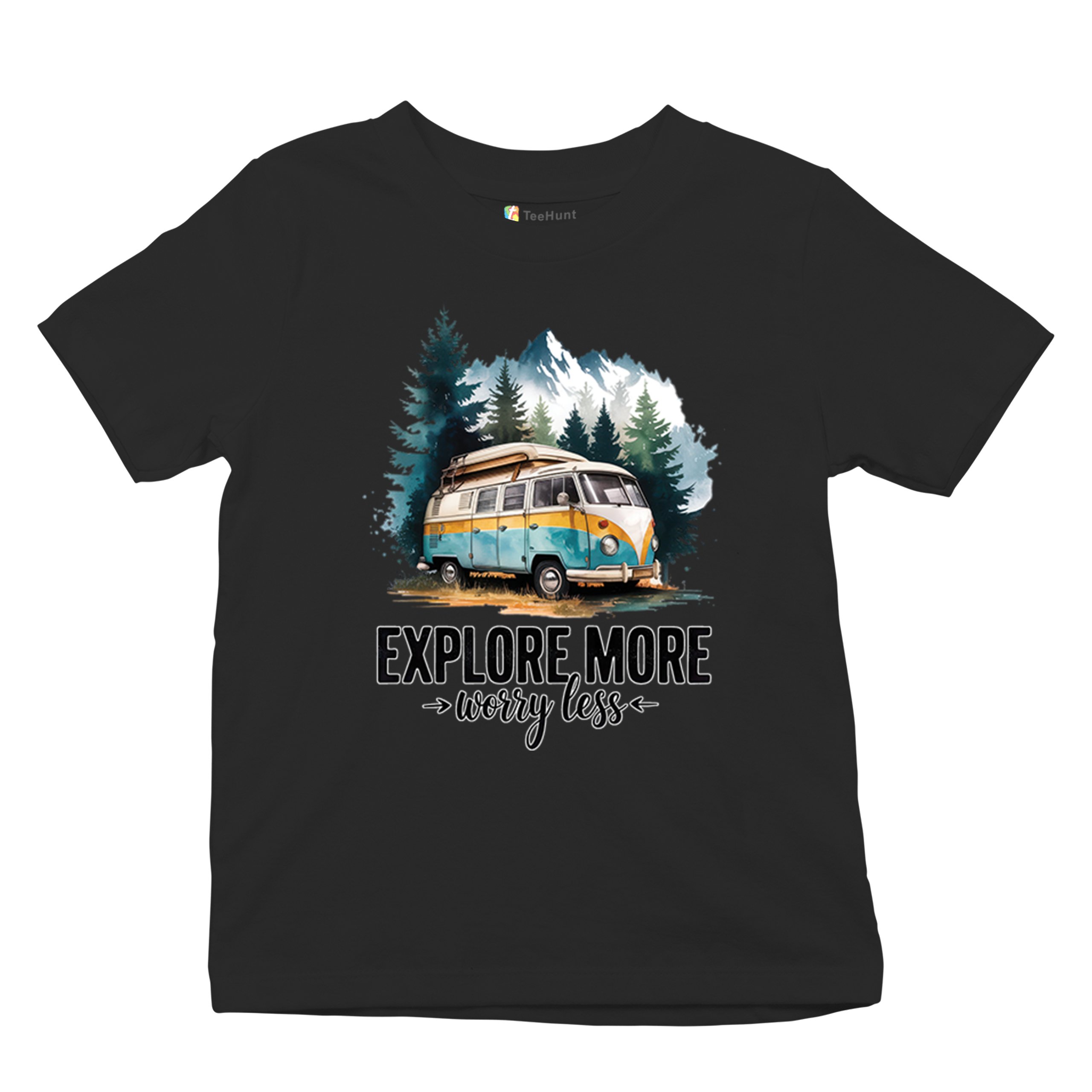 Explore More Worry Less Youth T-shirt Camping Trail Hiking Tent Life Kids - Picture 13 of 50