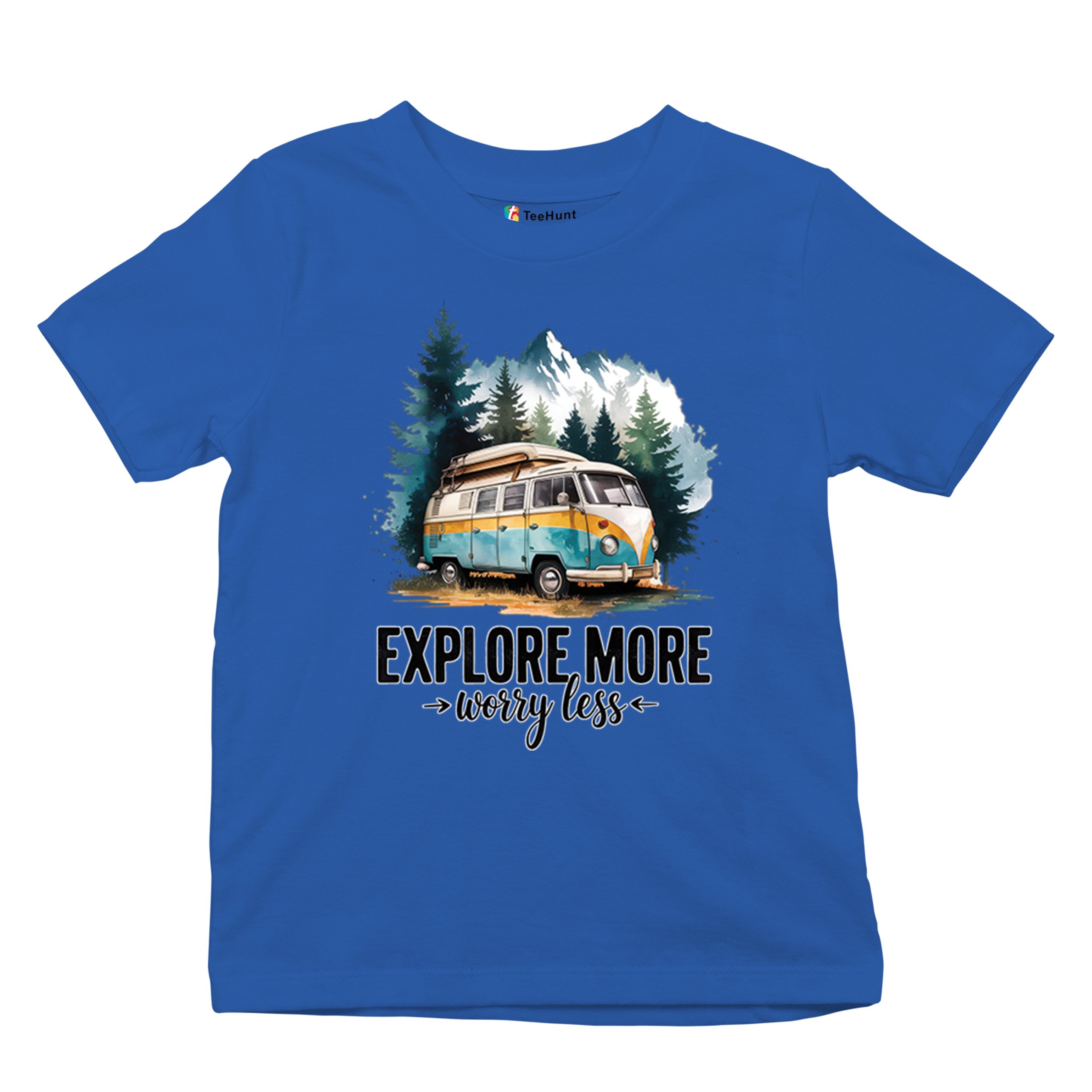 Explore More Worry Less Youth T-shirt Camping Trail Hiking Tent Life Kids - Picture 41 of 50