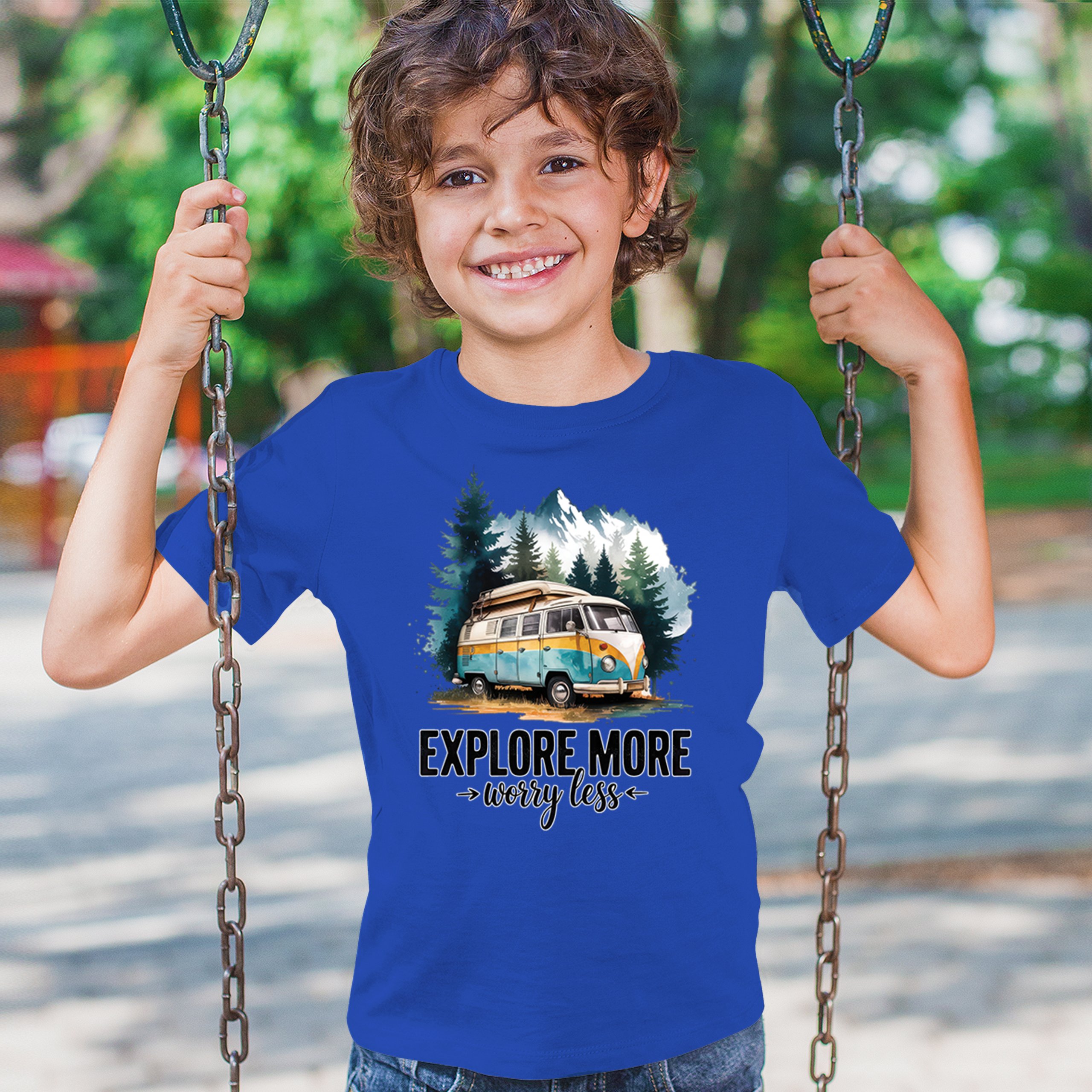 Explore More Worry Less Youth T-shirt Camping Trail Hiking Tent Life Kids - Picture 40 of 50