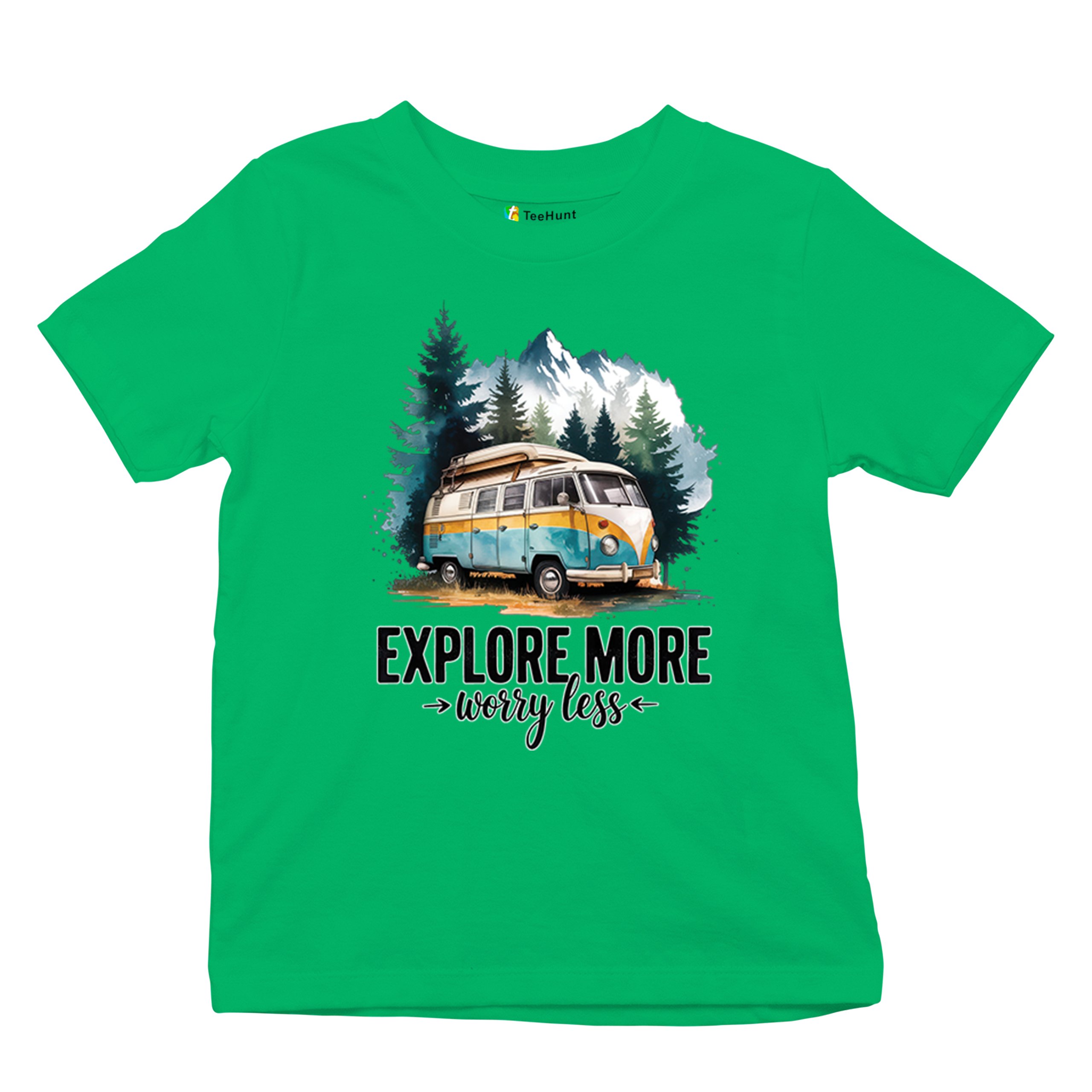 Explore More Worry Less Youth T-shirt Camping Trail Hiking Tent Life Kids - Picture 34 of 50