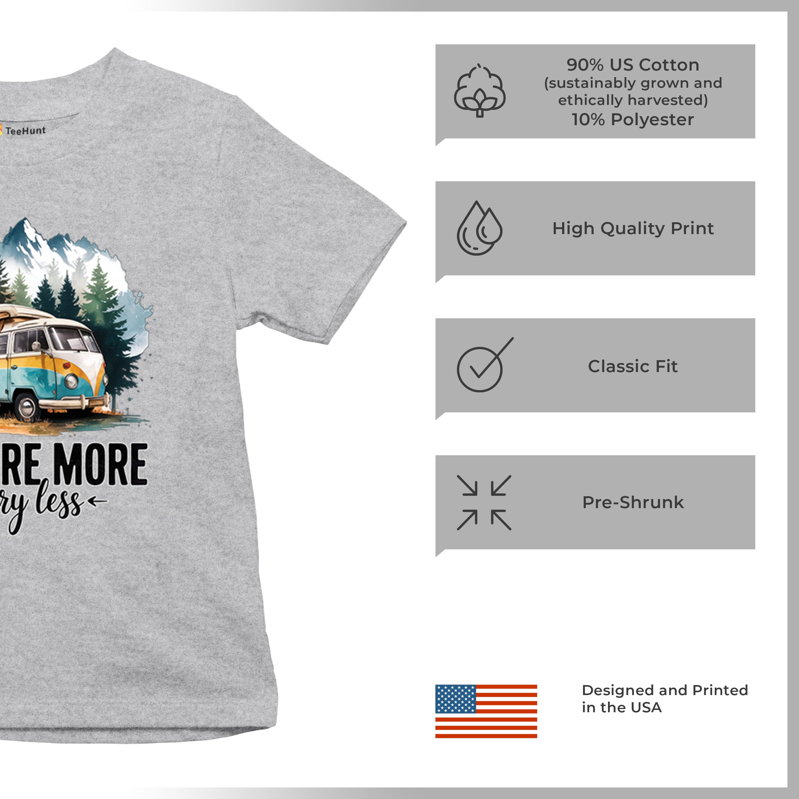 Explore More Worry Less Youth T-shirt Camping Trail Hiking Tent Life Kids - Picture 21 of 50