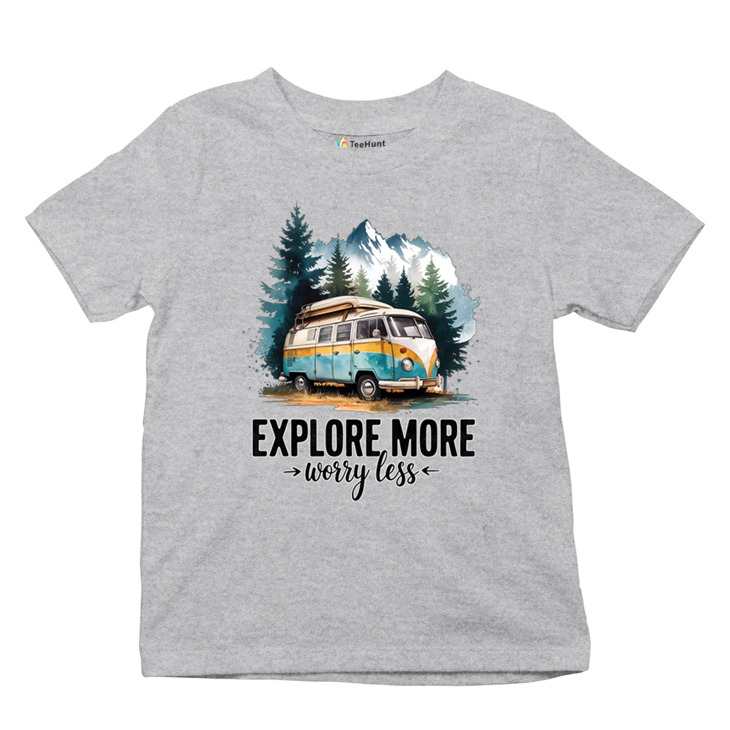Explore More Worry Less Youth T-shirt Camping Trail Hiking Tent Life Kids - Picture 20 of 50