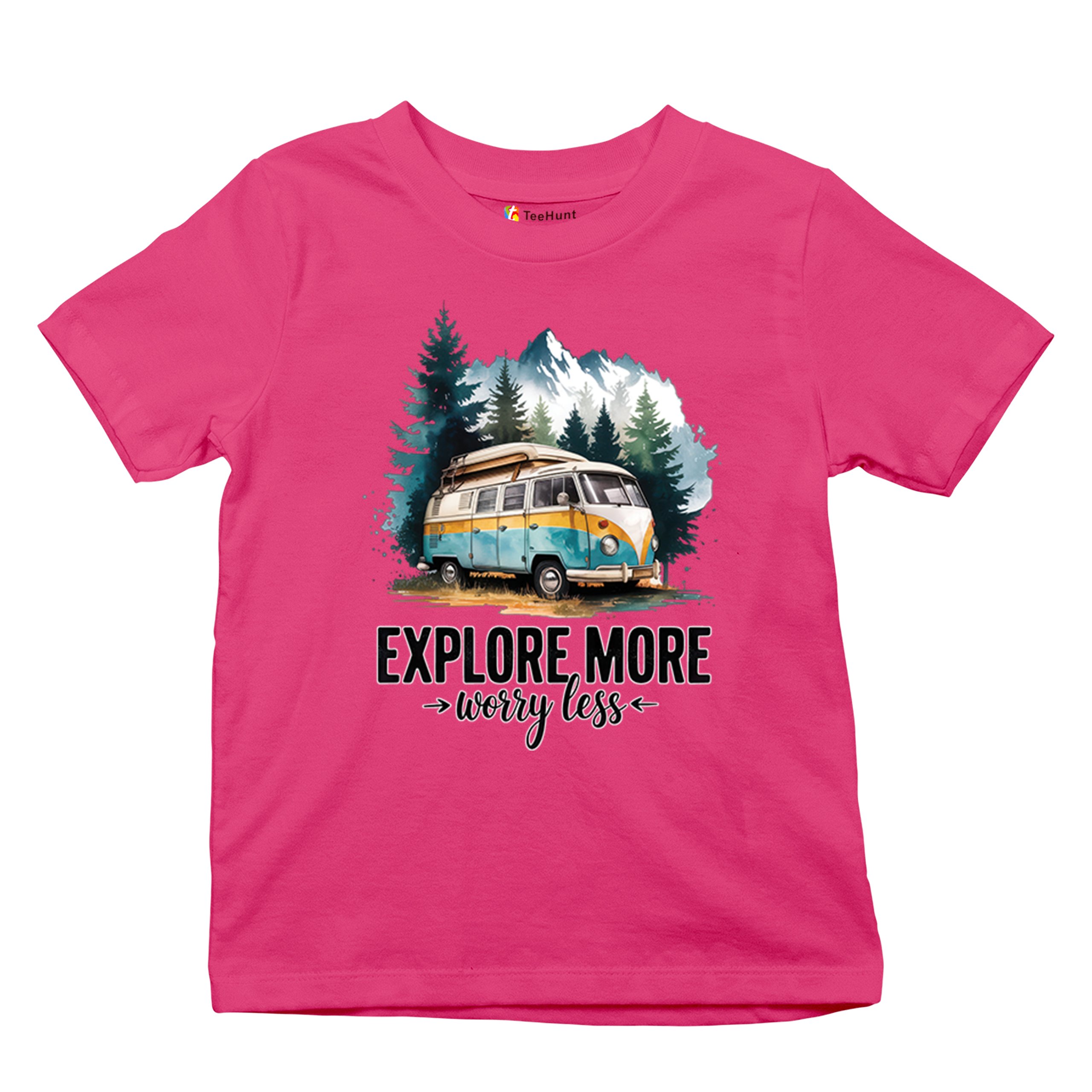 Explore More Worry Less Youth T-shirt Camping Trail Hiking Tent Life Kids - Picture 48 of 50
