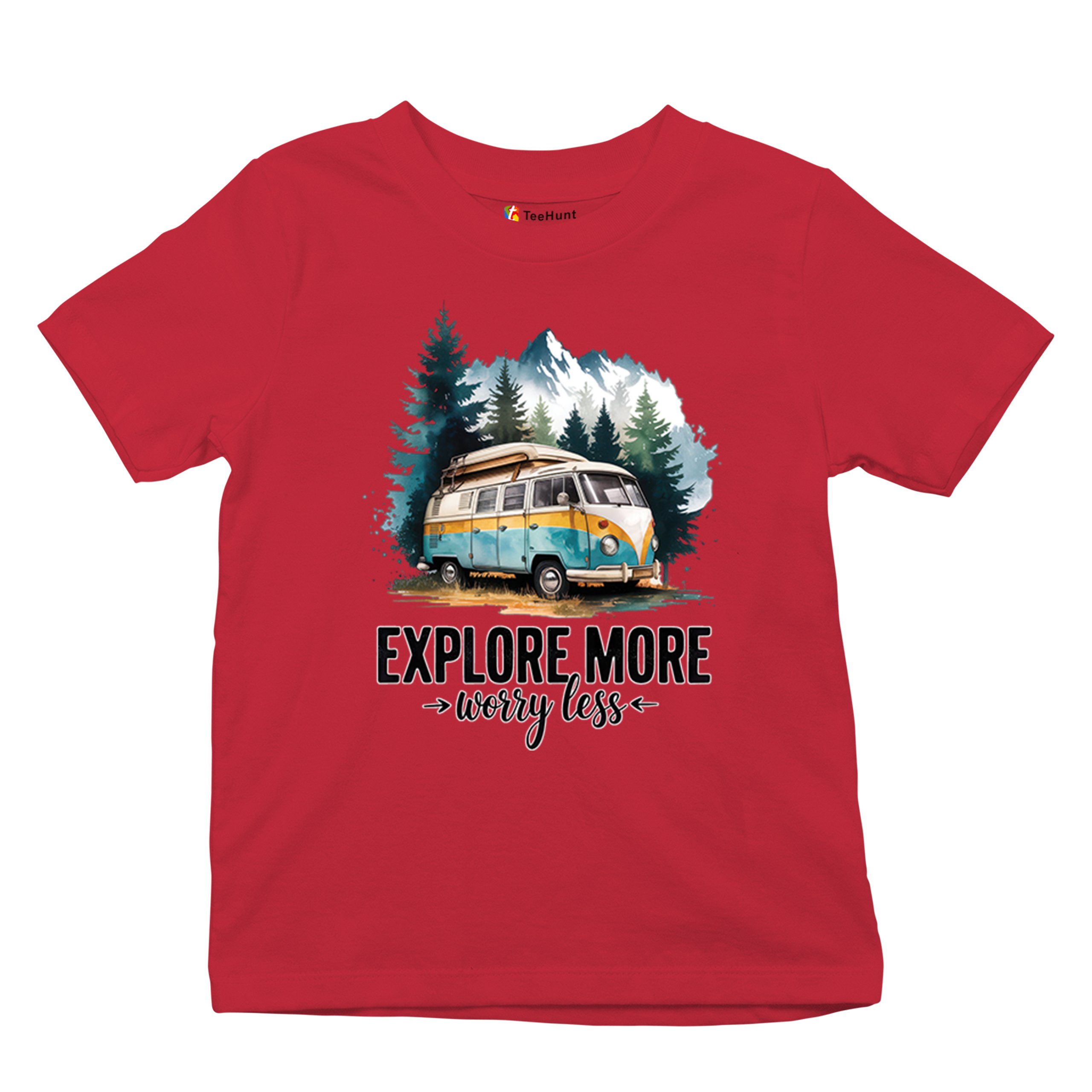 Explore More Worry Less Youth T-shirt Camping Trail Hiking Tent Life Kids - Picture 27 of 50