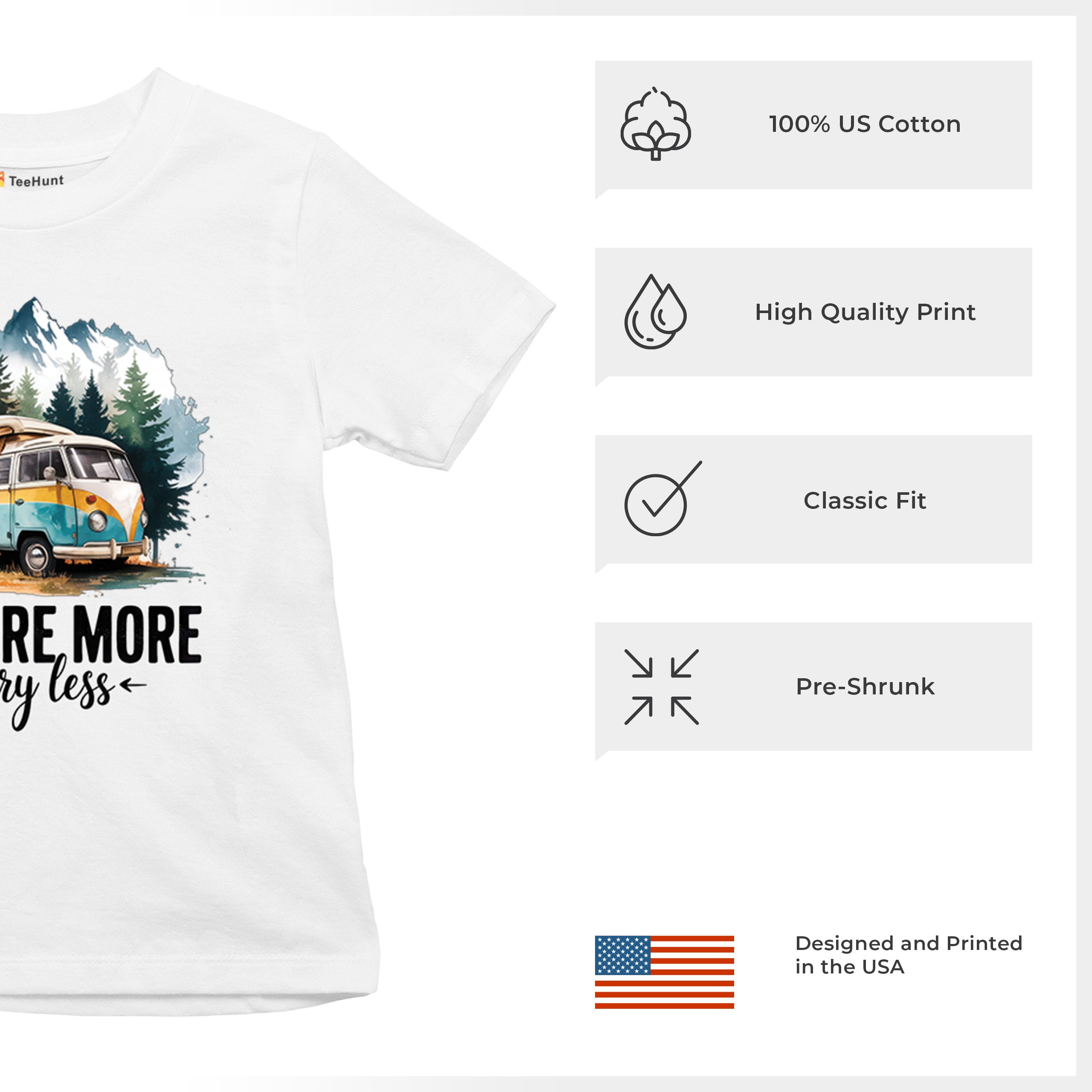 Explore More Worry Less Youth T-shirt Camping Trail Hiking Tent Life Kids - Picture 7 of 50