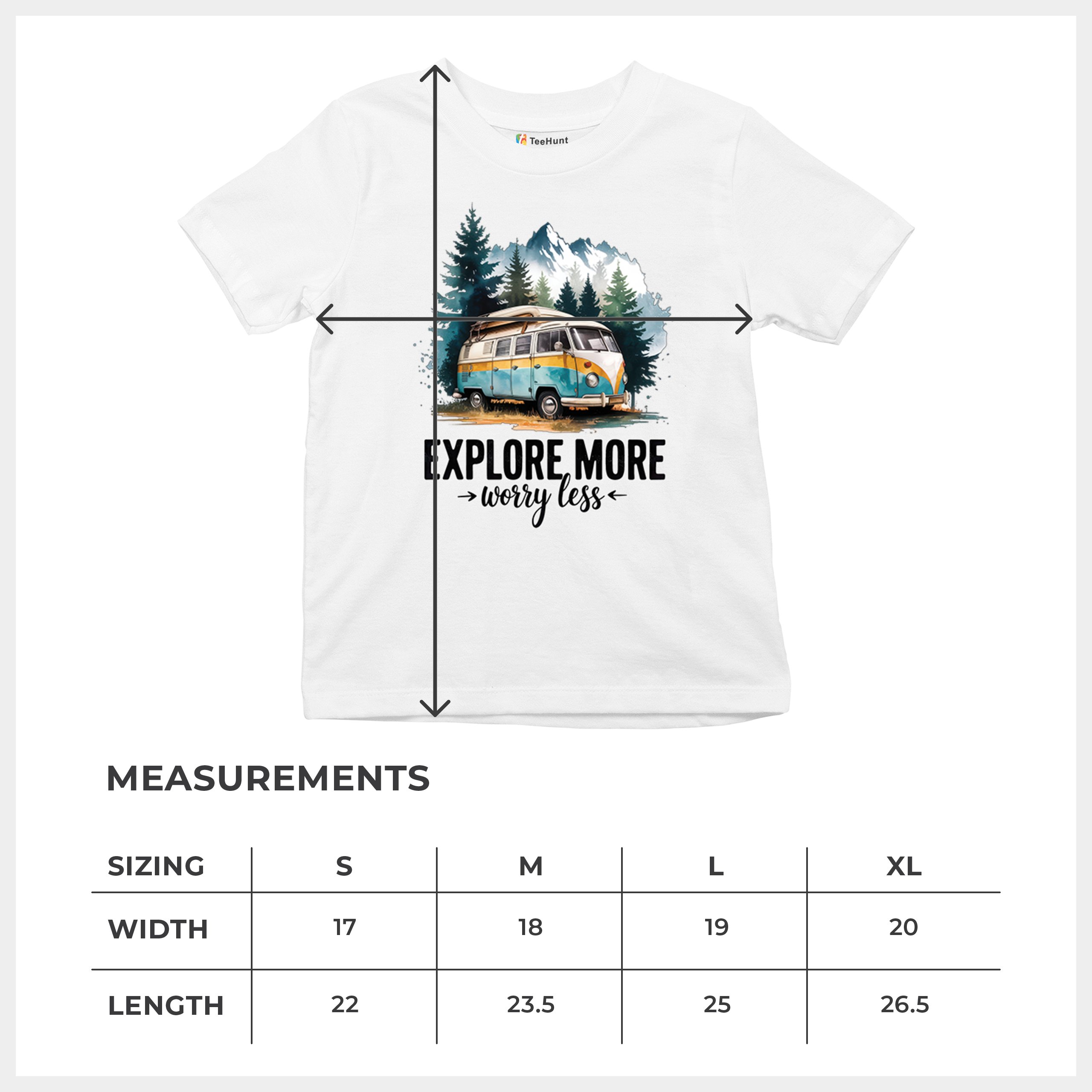Explore More Worry Less Youth T-shirt Camping Trail Hiking Tent Life Kids - Picture 8 of 50