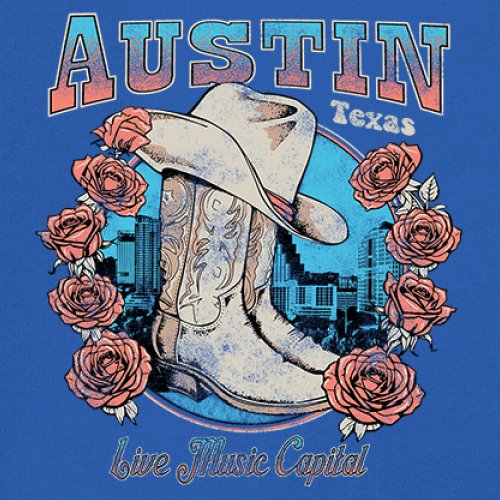Austin Live Music Capital Youth T-shirt Country Cowgirl Boots and Hat Kids - Picture 39 of 50