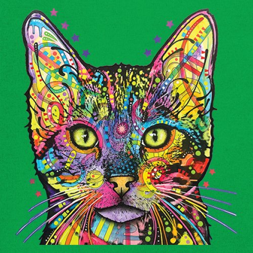 Dean Russo Shiva Cat Stare Youth T-shirt Neon Mosaic Colorful Kitten Eyes Kids - Picture 32 of 50