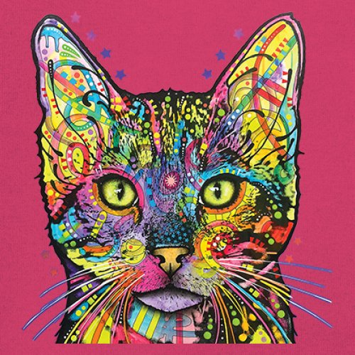 Dean Russo Shiva Cat Stare Youth T-shirt Neon Mosaic Colorful Kitten Eyes Kids - Picture 46 of 50