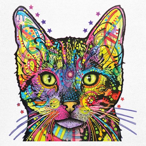 Dean Russo Shiva Cat Stare Youth T-shirt Neon Mosaic Colorful Kitten Eyes Kids - Picture 25 of 50