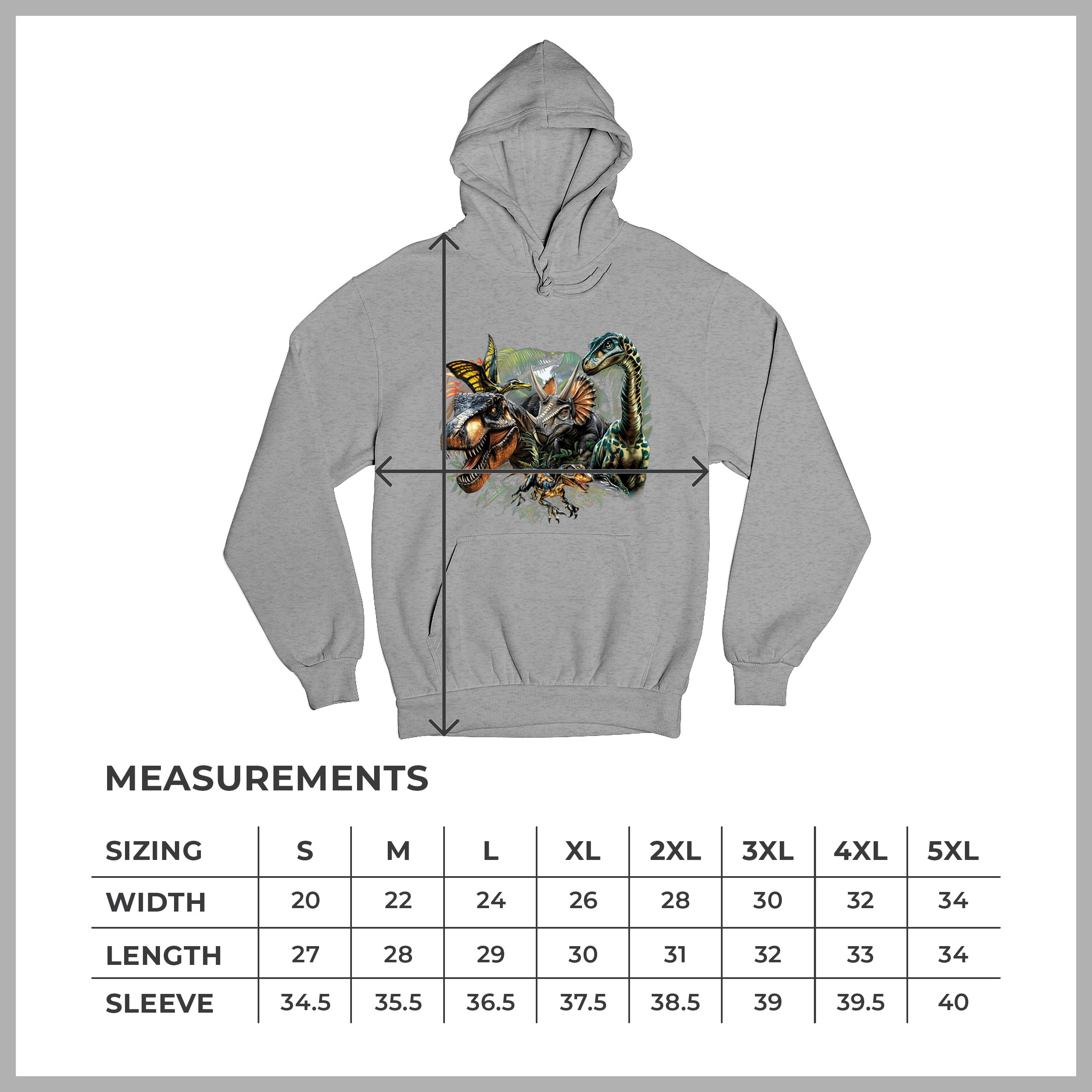 Dinosaur Jungle Sweatshirt T-Rex Triceratops Brachiosaurus Jurassic Hoodie - Picture 15 of 57