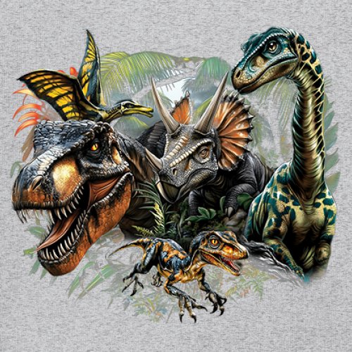 Dinosaur Jungle Sweatshirt T-Rex Triceratops Brachiosaurus Jurassic Hoodie - Picture 11 of 57