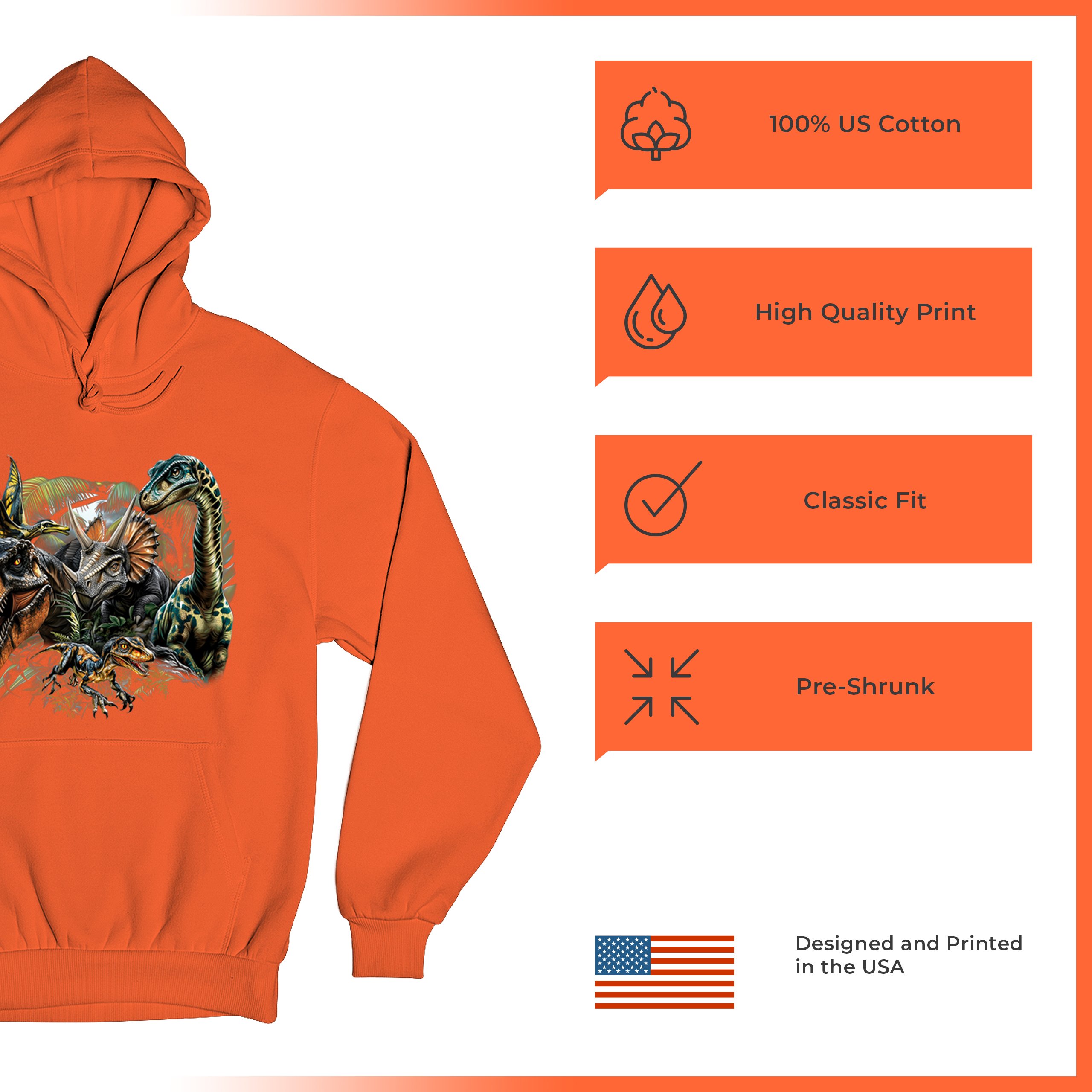 Dinosaur Jungle Sweatshirt T-Rex Triceratops Brachiosaurus Jurassic Hoodie - Picture 21 of 57