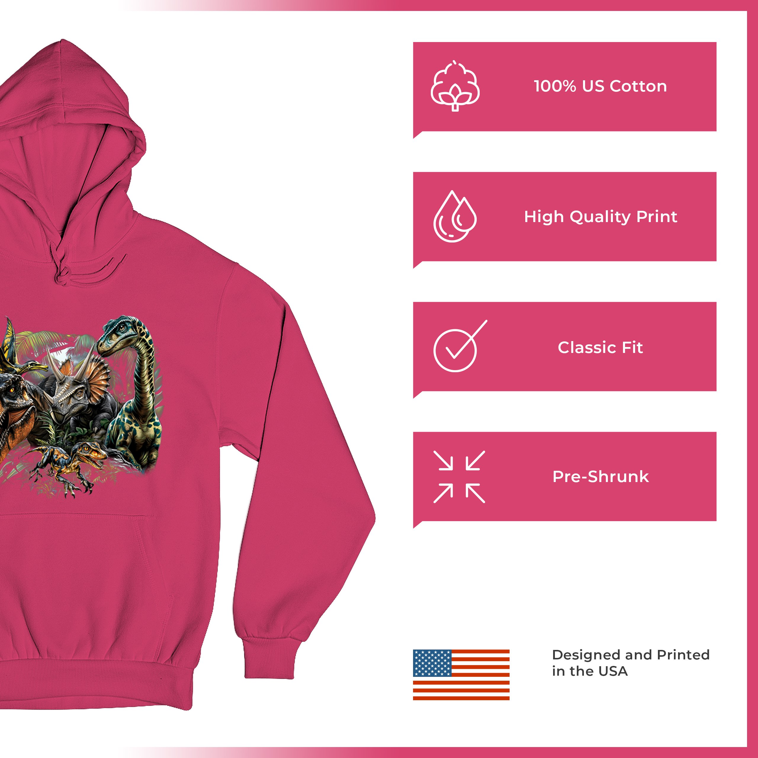 Dinosaur Jungle Sweatshirt T-Rex Triceratops Brachiosaurus Jurassic Hoodie - Picture 56 of 57