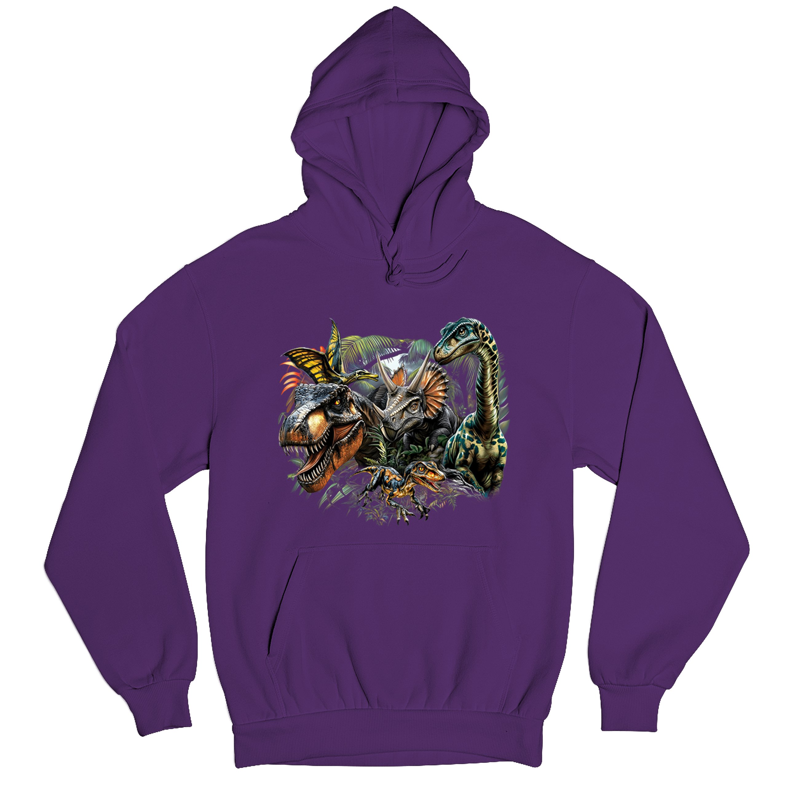 Dinosaur Jungle Sweatshirt T-Rex Triceratops Brachiosaurus Jurassic Hoodie - Picture 27 of 57