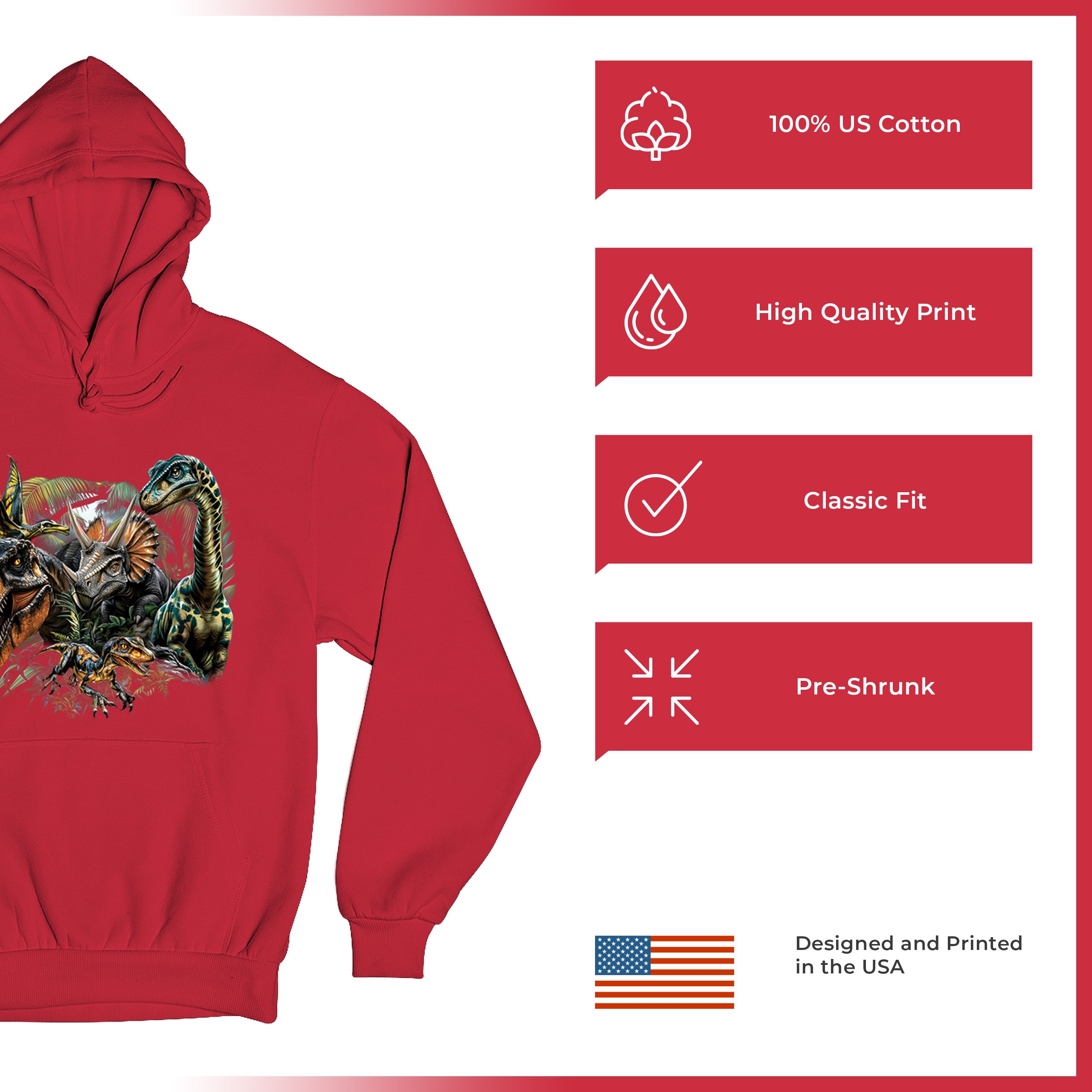 Dinosaur Jungle Sweatshirt T-Rex Triceratops Brachiosaurus Jurassic Hoodie - Picture 35 of 57