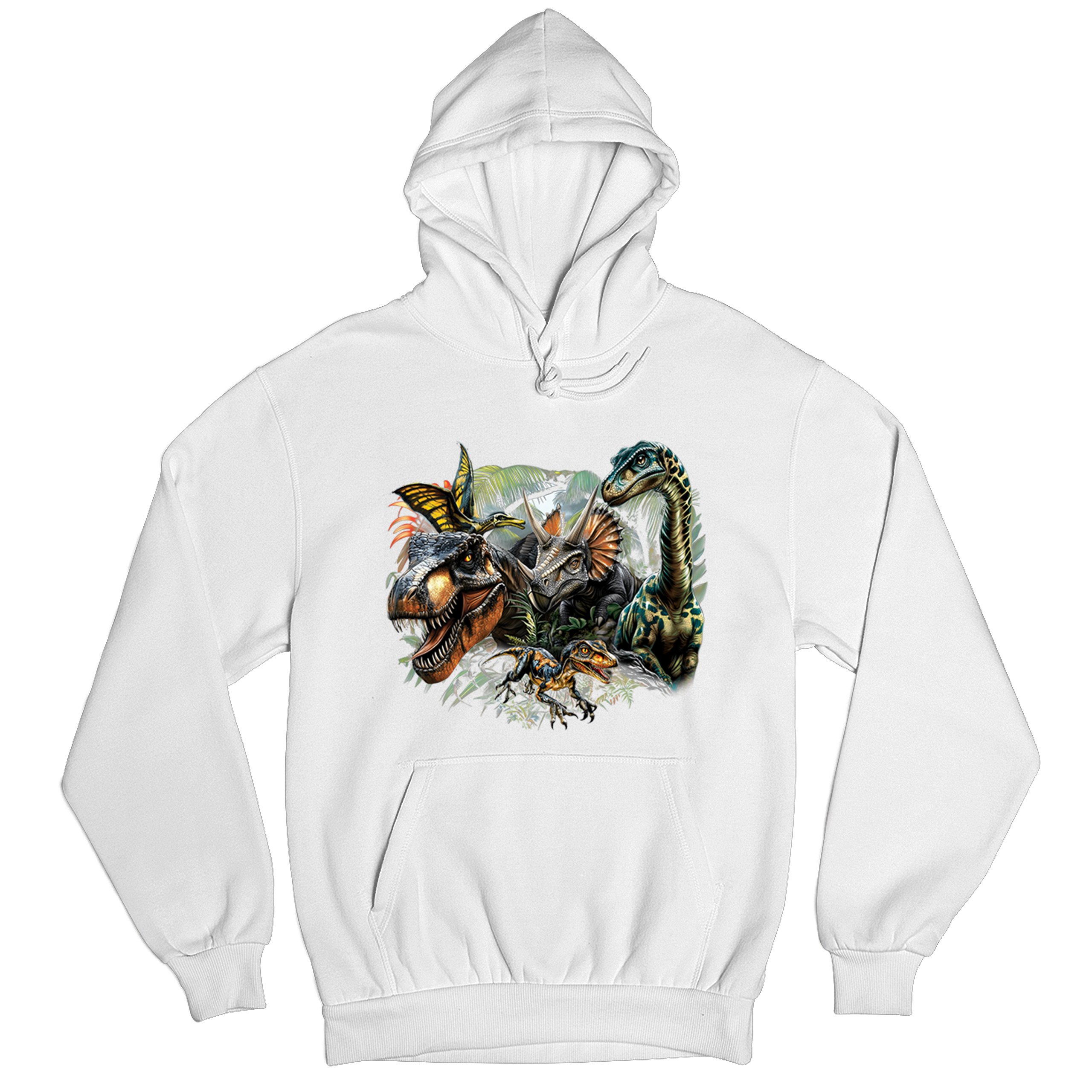 Dinosaur Jungle Sweatshirt T-Rex Triceratops Brachiosaurus Jurassic Hoodie - Picture 41 of 57