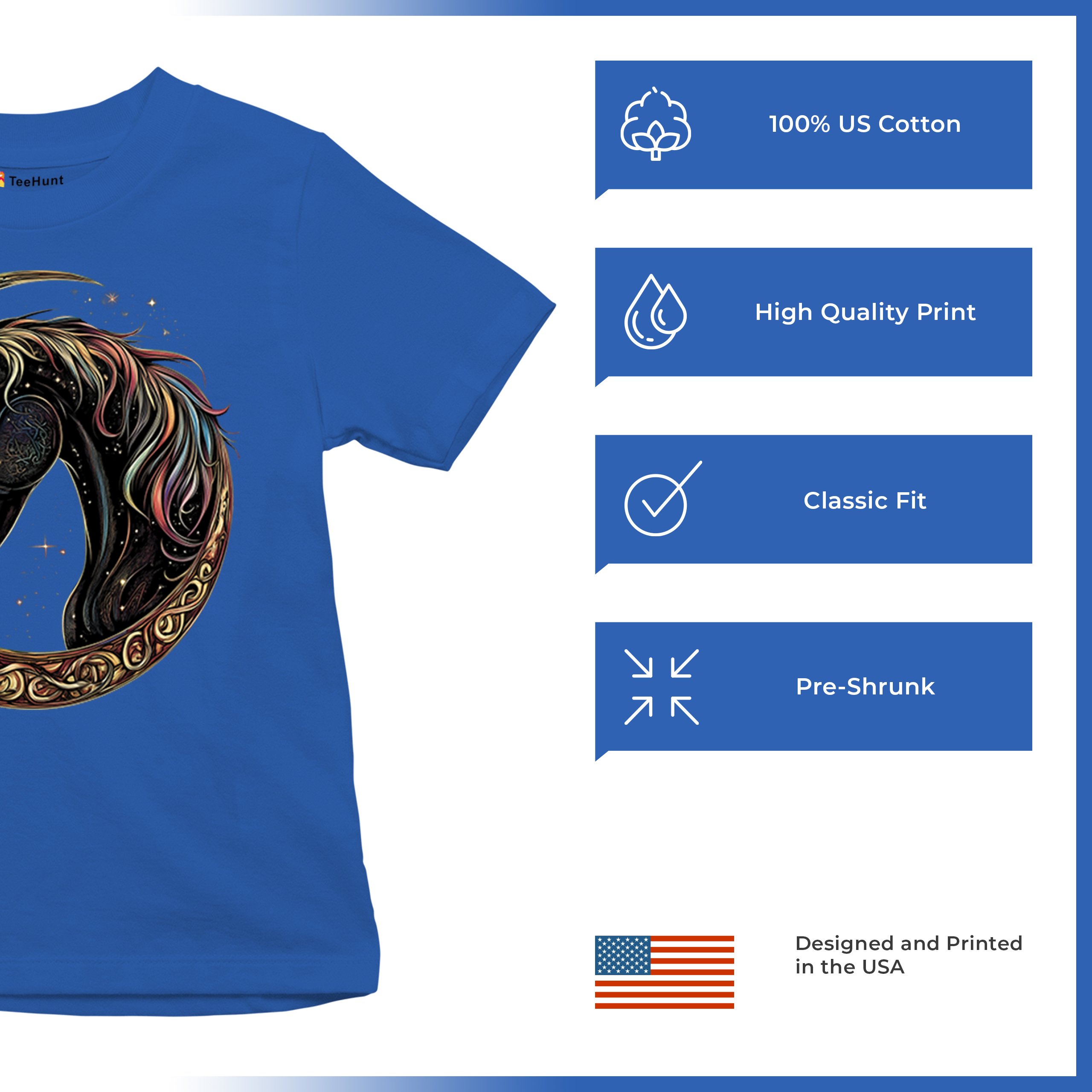 Celtic Moon Horse Youth T-shirt North Mystical Spiritual Nordic Cosmic Kids - Picture 42 of 50