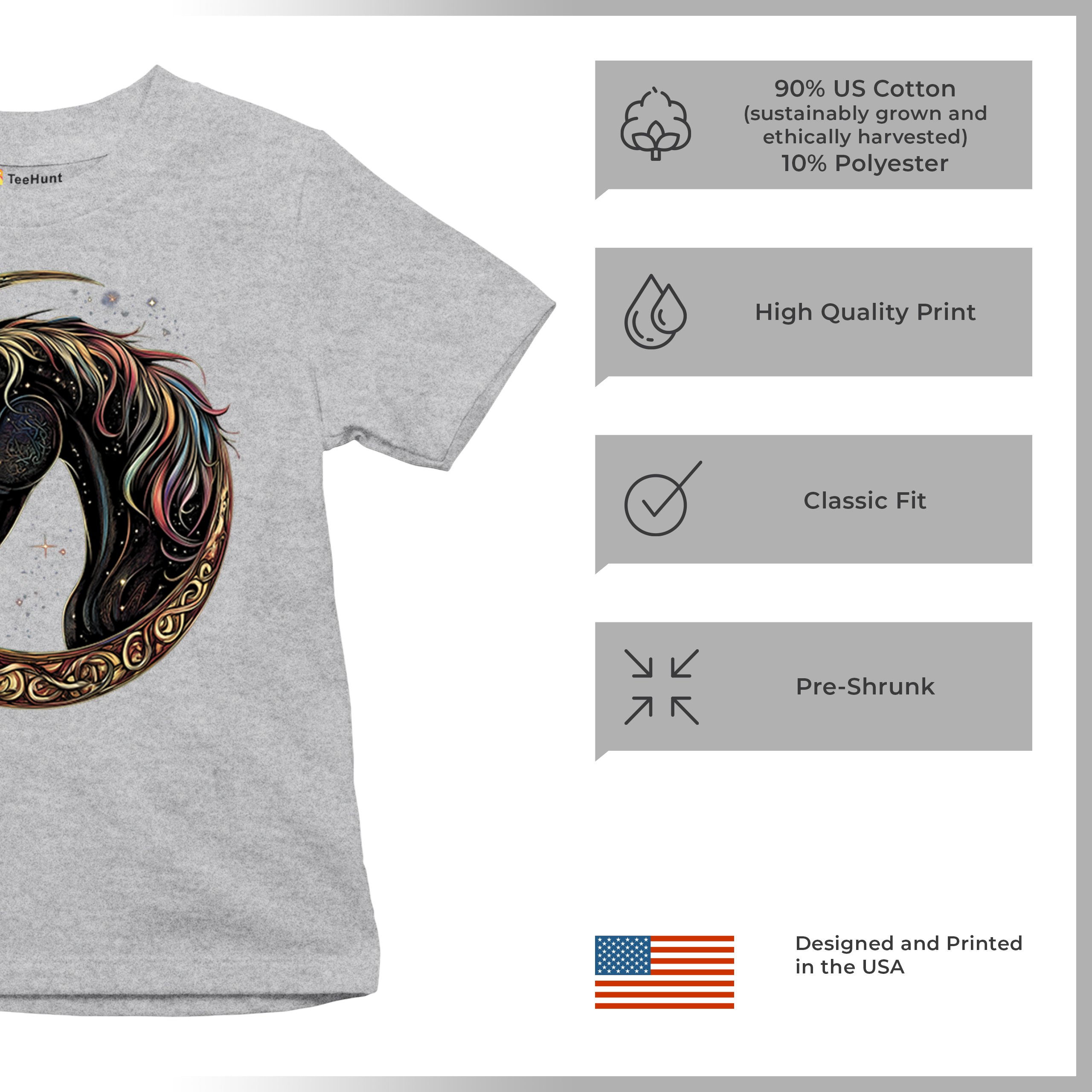 Celtic Moon Horse Youth T-shirt North Mystical Spiritual Nordic Cosmic Kids - Picture 14 of 50