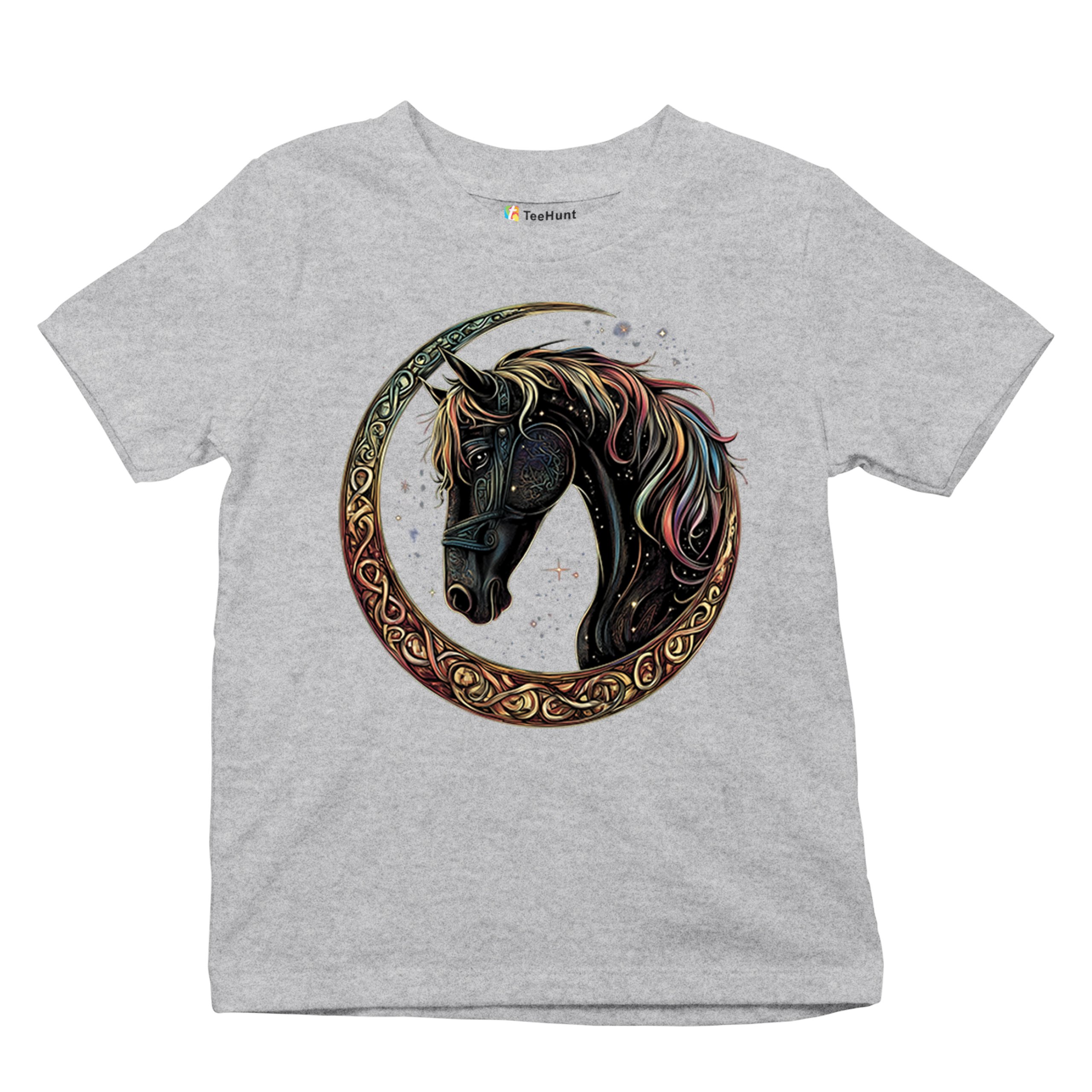 Celtic Moon Horse Youth T-shirt North Mystical Spiritual Nordic Cosmic Kids - Picture 13 of 50