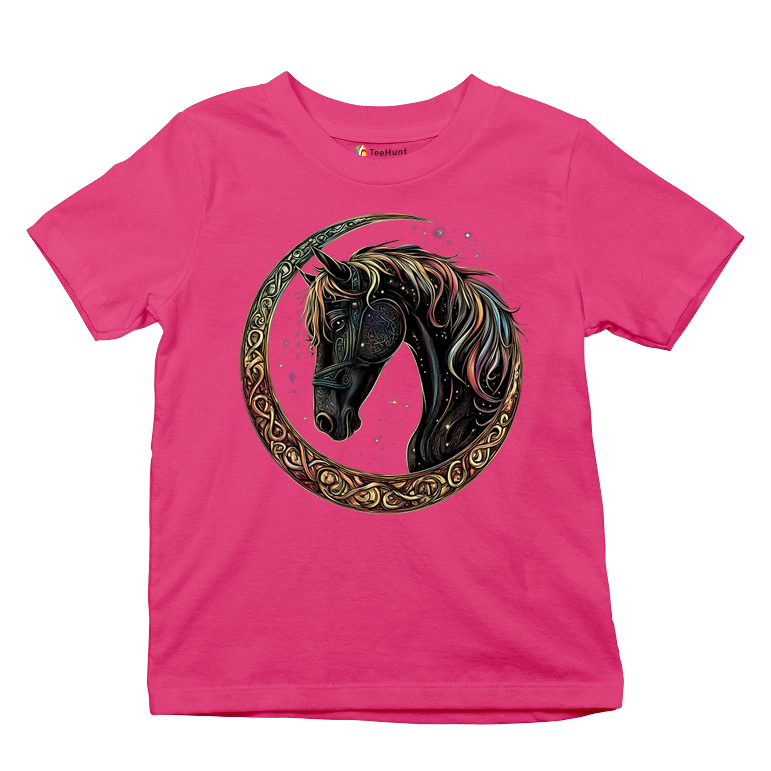 Celtic Moon Horse Youth T-shirt North Mystical Spiritual Nordic Cosmic Kids - Picture 48 of 50