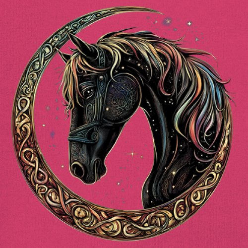 Celtic Moon Horse Youth T-shirt North Mystical Spiritual Nordic Cosmic Kids - Picture 46 of 50
