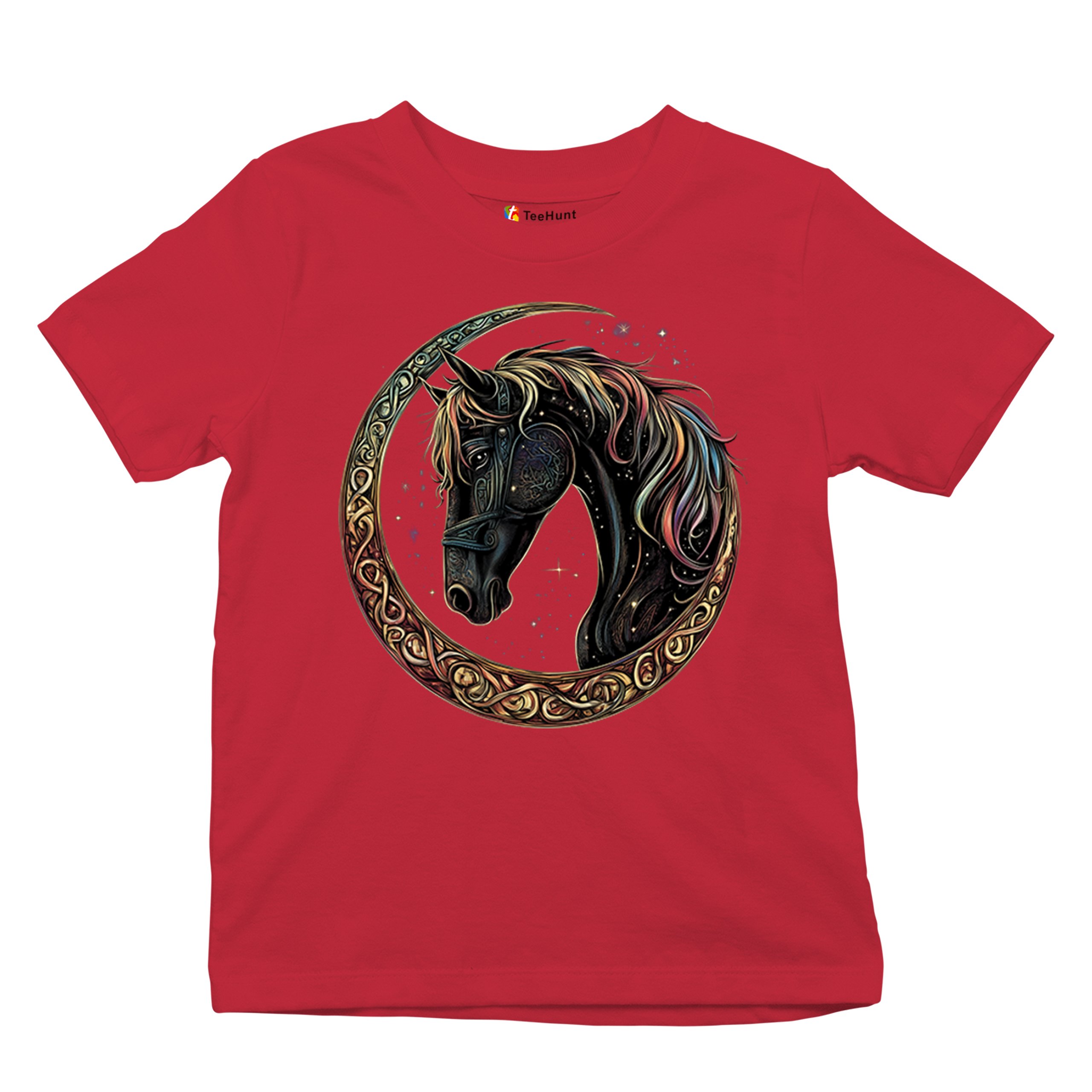 Celtic Moon Horse Youth T-shirt North Mystical Spiritual Nordic Cosmic Kids - Picture 20 of 50