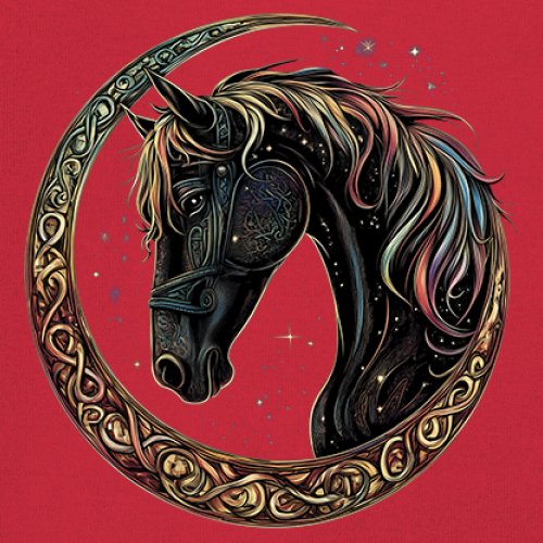 Celtic Moon Horse Youth T-shirt North Mystical Spiritual Nordic Cosmic Kids - Picture 18 of 50