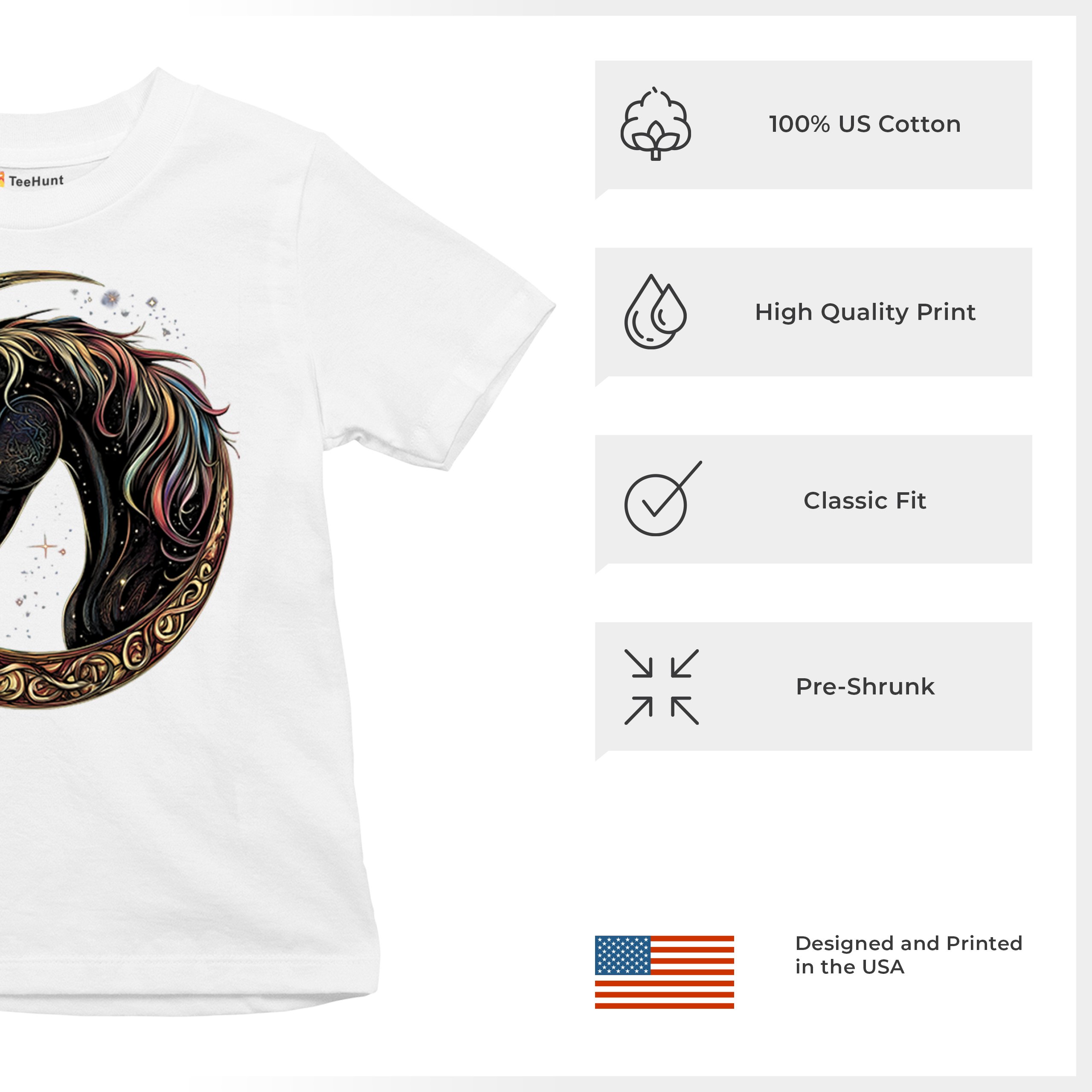 Celtic Moon Horse Youth T-shirt North Mystical Spiritual Nordic Cosmic Kids - Picture 28 of 50