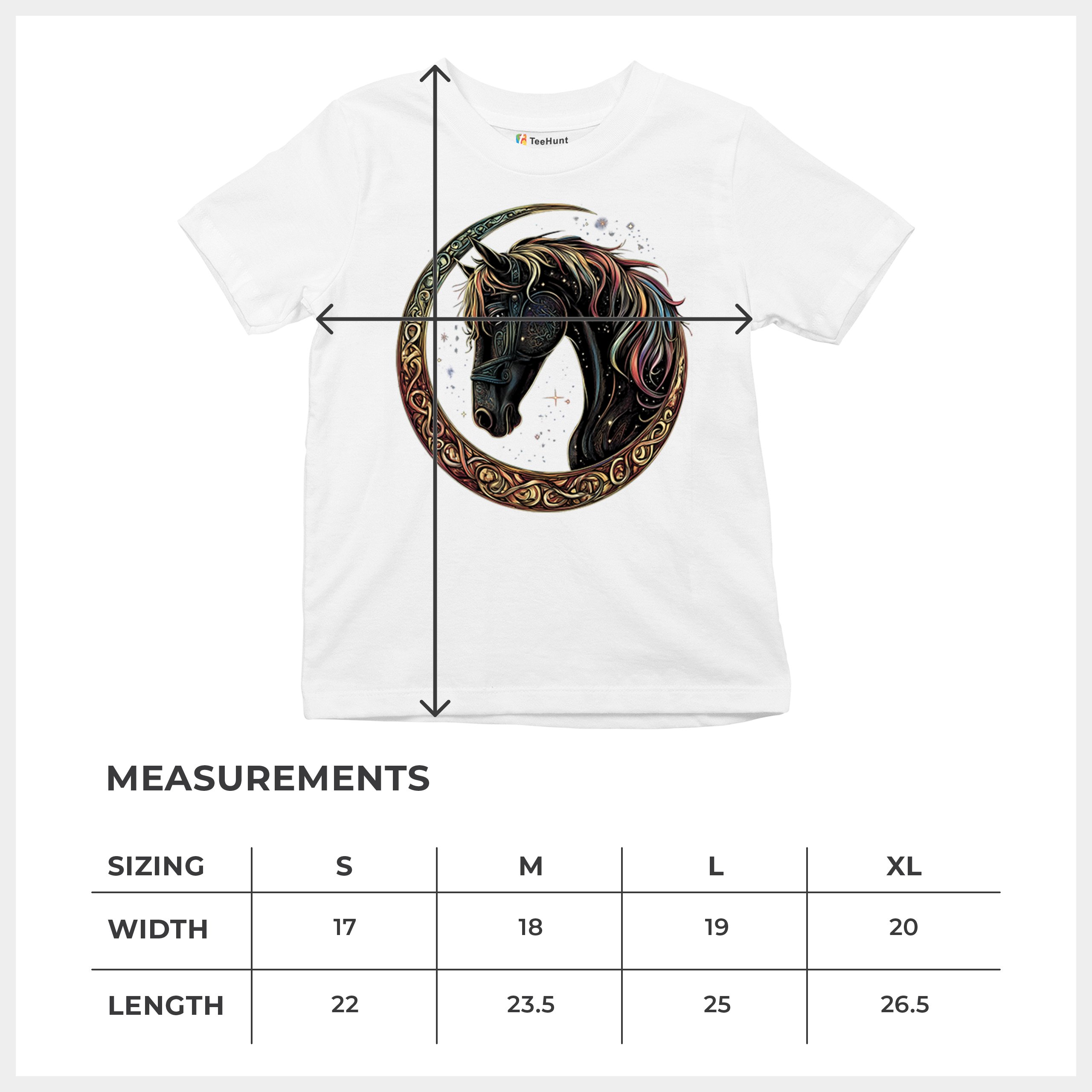 Celtic Moon Horse Youth T-shirt North Mystical Spiritual Nordic Cosmic Kids - Picture 29 of 50