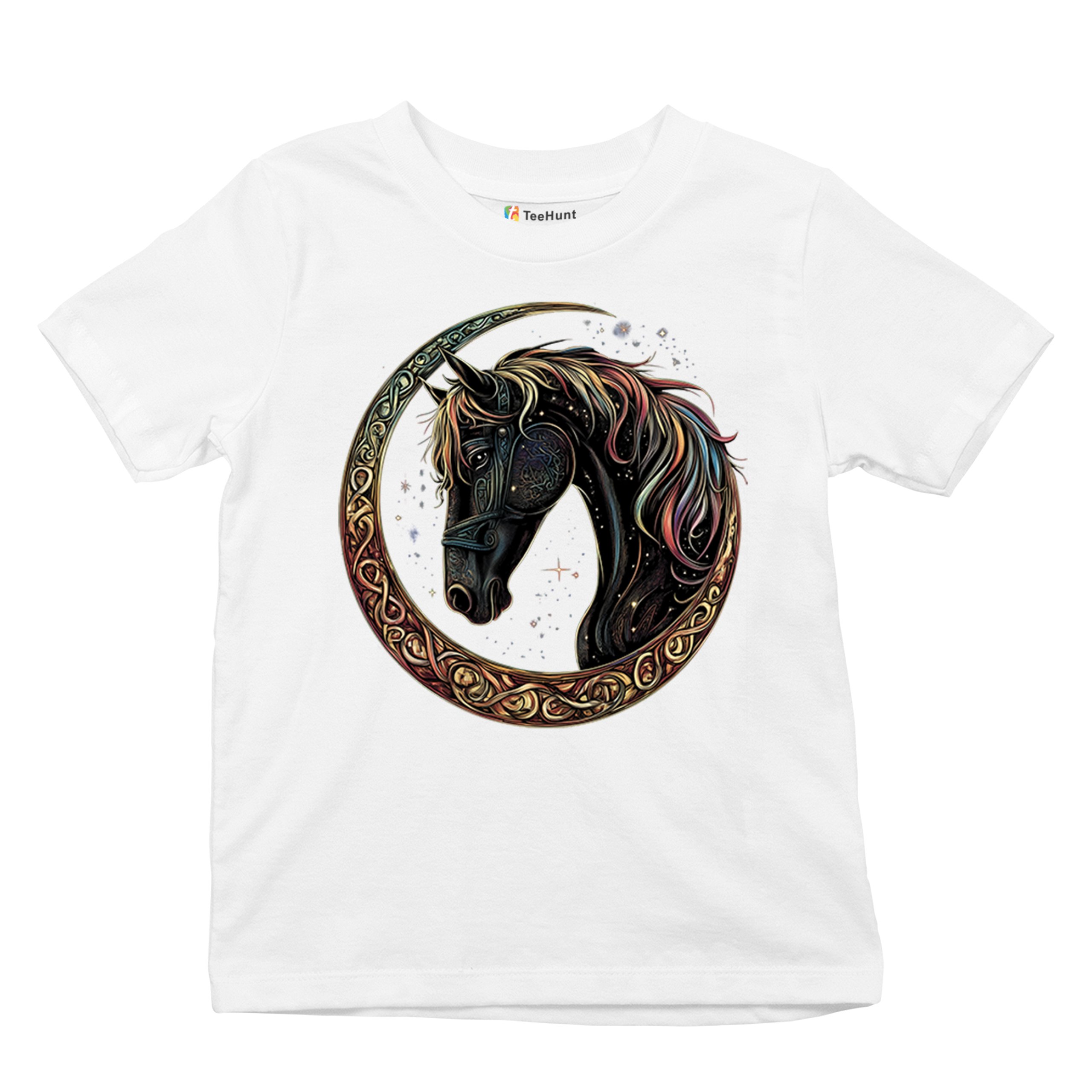 Celtic Moon Horse Youth T-shirt North Mystical Spiritual Nordic Cosmic Kids - Picture 27 of 50