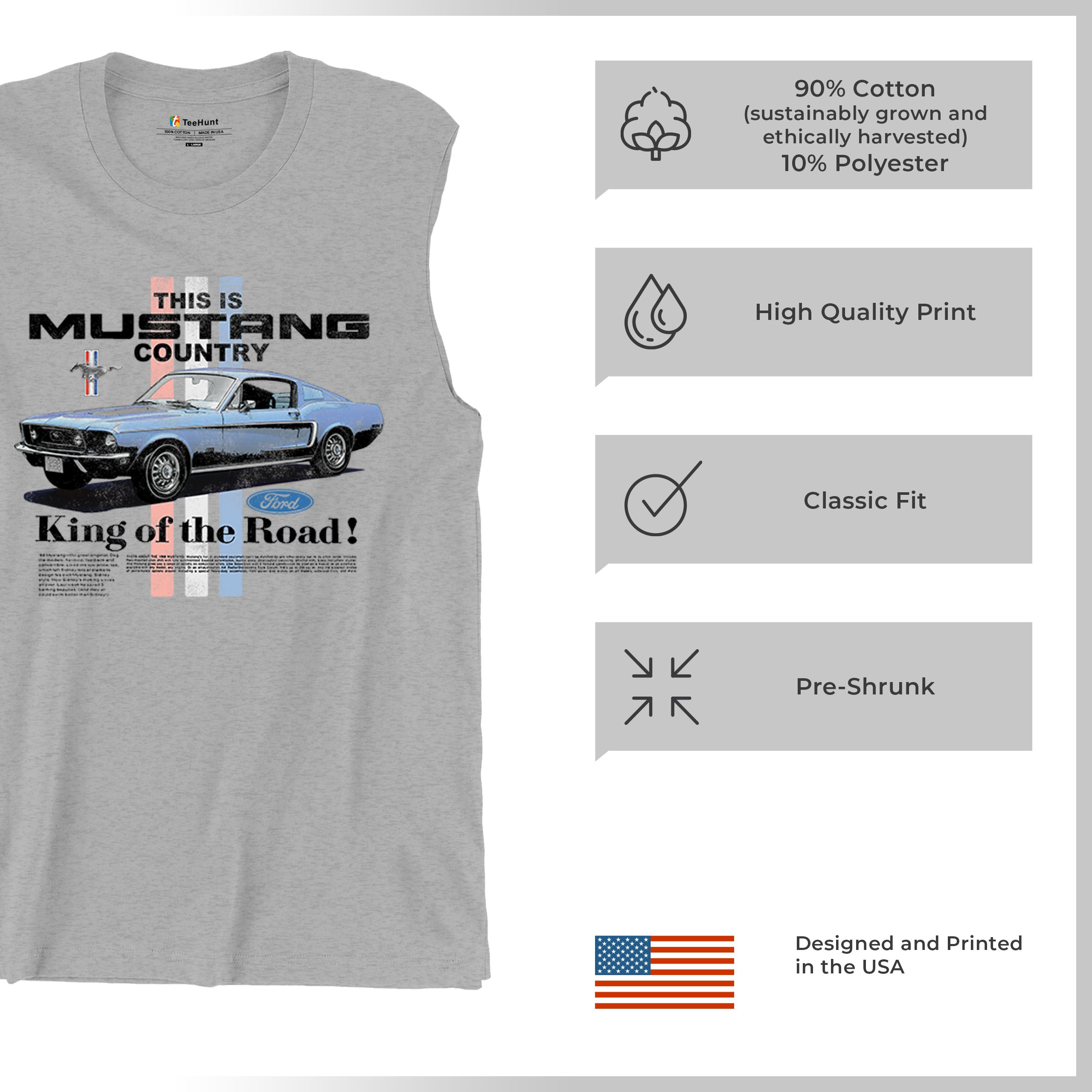 This Is Mustang Country Muscle Shirt Performance American Muscle Legend Uomo - Foto 7 di 15