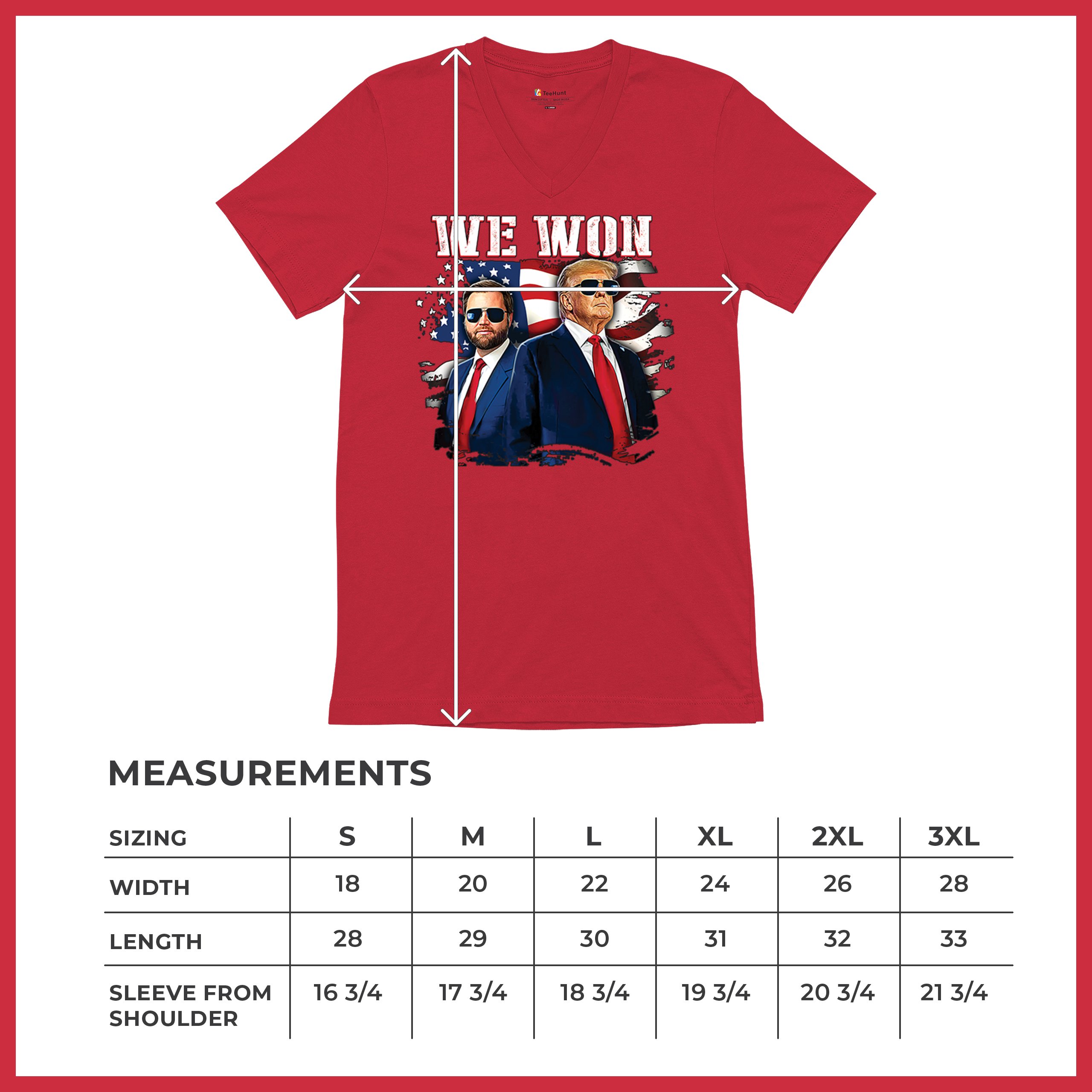 We Won Trump Vance 24 V-Neck T-shirt 47 President MAGA America First Fight Tee - Picture 15 of 29