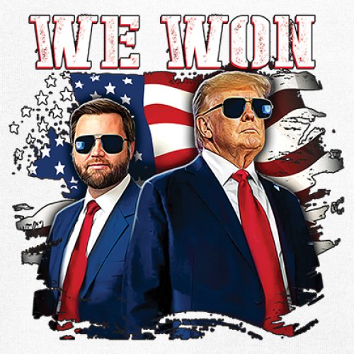 We Won Trump Vance 24 V-Neck T-shirt 47 President MAGA America First Fight Tee - Picture 18 of 29
