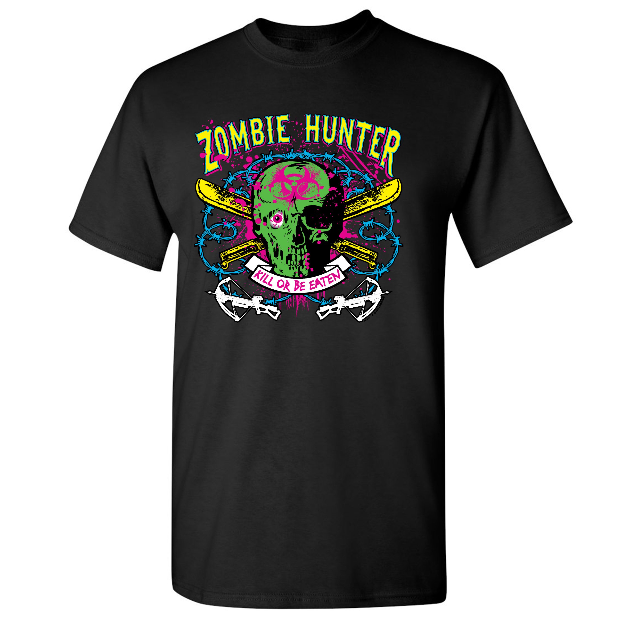 ZOMBIE HUNTER GLOW in the Dark T-shirt Halloween Undead Apocalypse Men