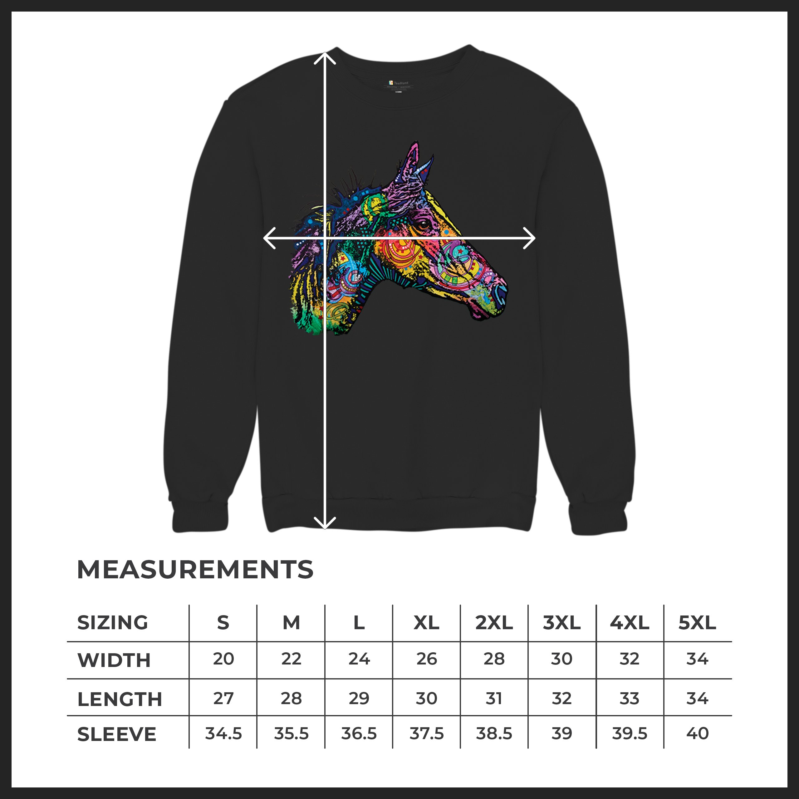 Dean Russo Colorful Horse Sweatshirt Neon Mosaic Wild Mustang Animal Crewneck - Picture 8 of 50