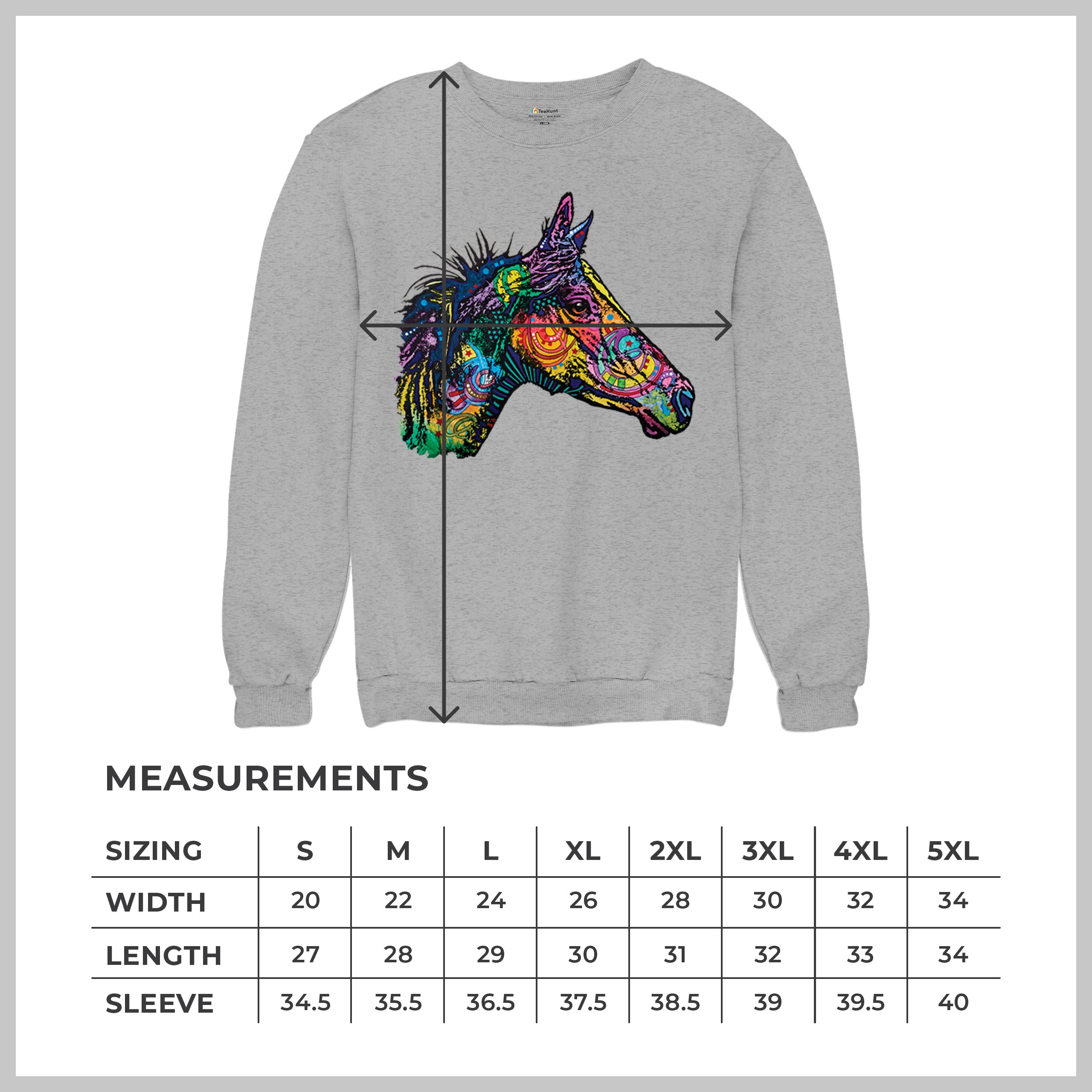 Dean Russo Colorful Horse Sweatshirt Neon Mosaic Wild Mustang Animal Crewneck - Picture 15 of 50