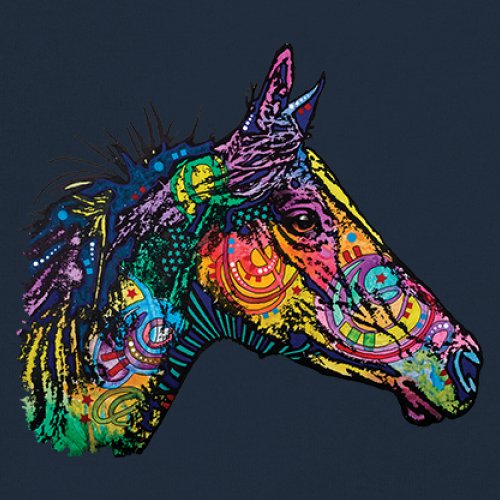 Dean Russo Colorful Horse Sweatshirt Neon Mosaic Wild Mustang Animal Crewneck - Picture 32 of 50