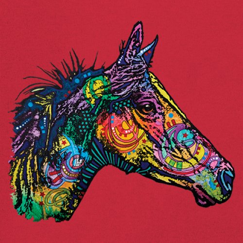 Dean Russo Colorful Horse Sweatshirt Neon Mosaic Wild Mustang Animal Crewneck - Picture 18 of 50