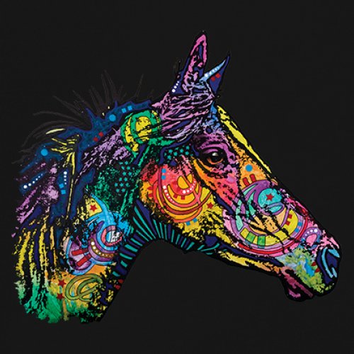 Dean Russo Colorful Horse T-Shirt Neon Mosaic Wild Mustang Animal Women's Tee