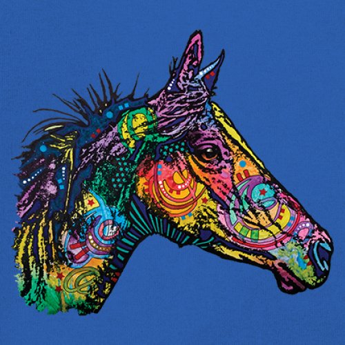 Dean Russo Colorful Horse T-Shirt Neon Mosaic Wild Mustang Animal Women's Tee