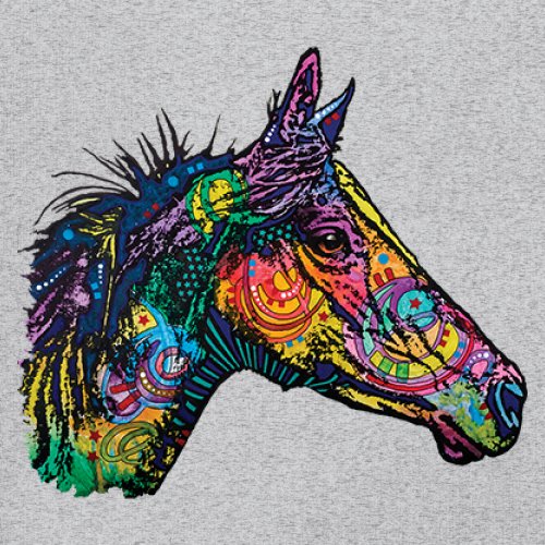 Dean Russo Colorful Horse T-Shirt Neon Mosaic Wild Mustang Animal Women's Tee