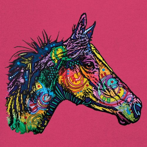 Dean Russo Colorful Horse T-Shirt Neon Mosaic Wild Mustang Animal Women's Tee