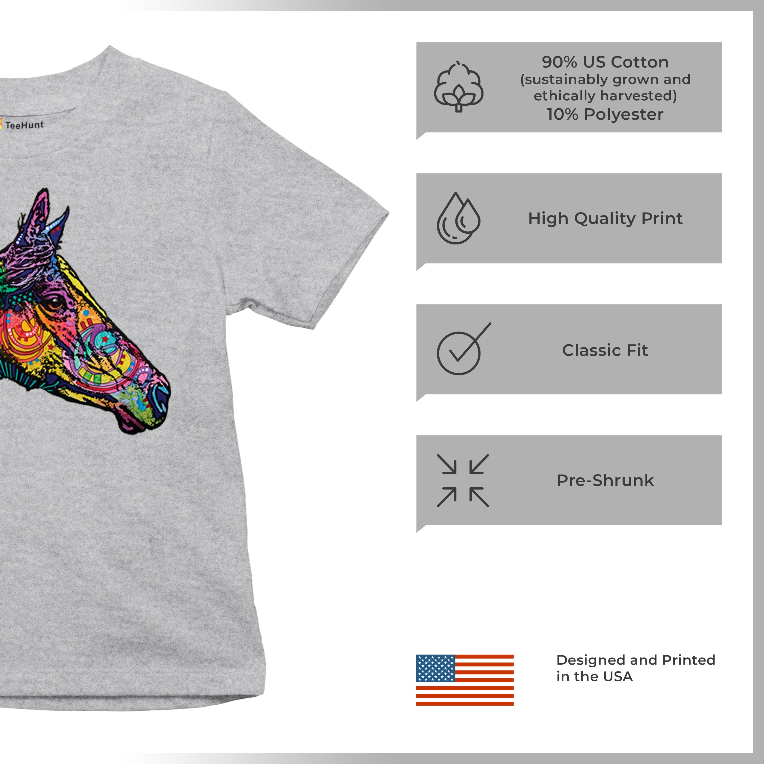 Dean Russo Colorful Horse Youth T-shirt Neon Mosaic Wild Mustang Animal Kids - Picture 14 of 50