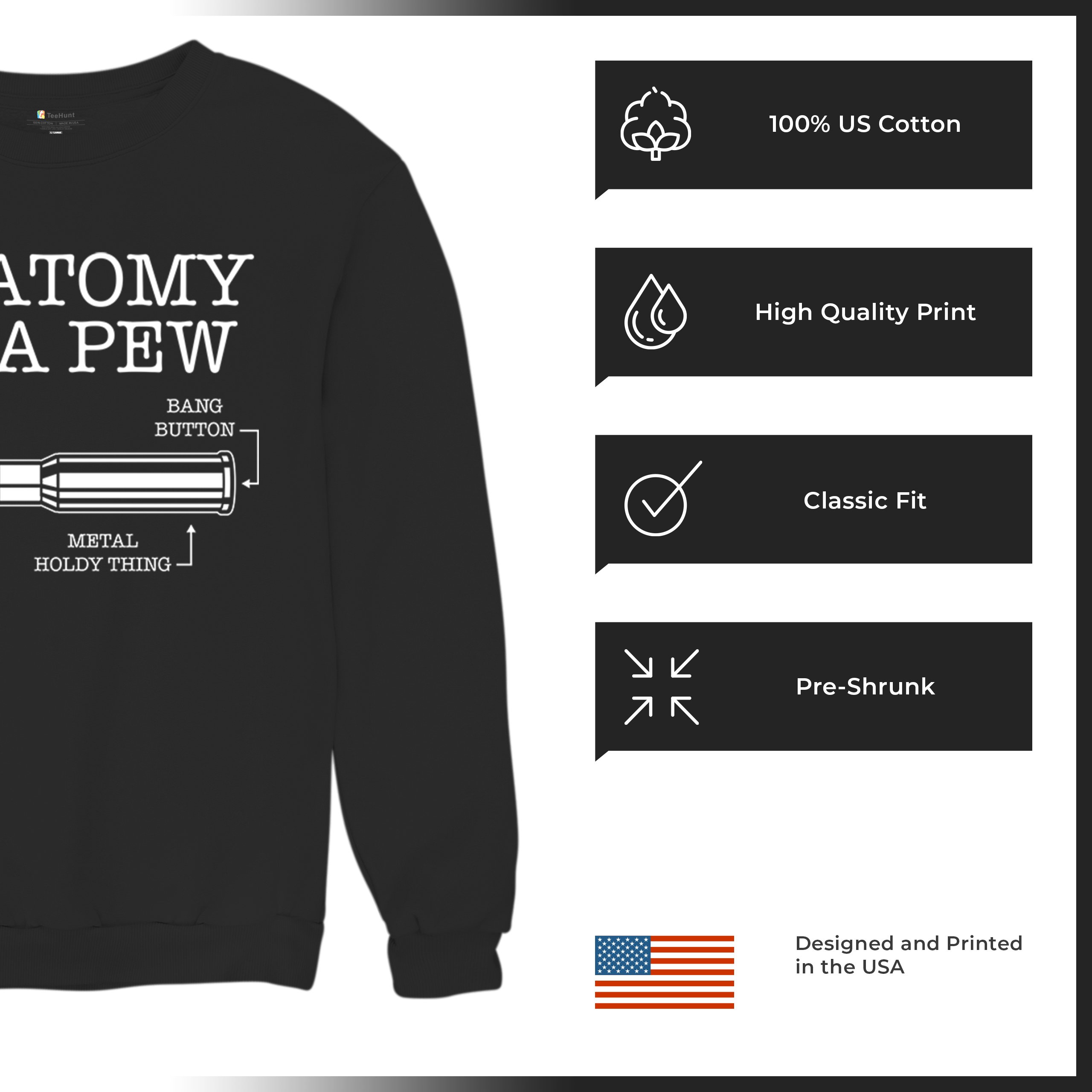 Anatomy of a Pew Sweatshirt 2nd Amendment Right to Bear Arms Patriotic Crewneck - Picture 7 of 36