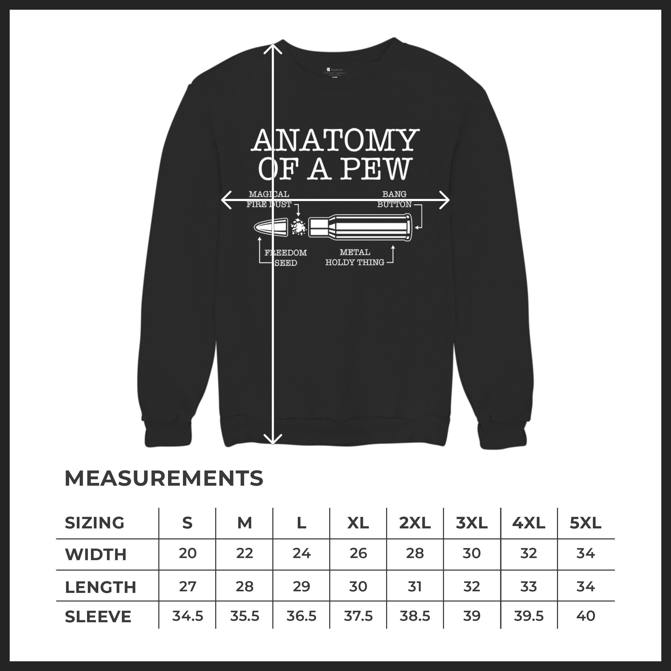 Anatomy of a Pew Sweatshirt 2nd Amendment Right to Bear Arms Patriotic Crewneck - Picture 8 of 36