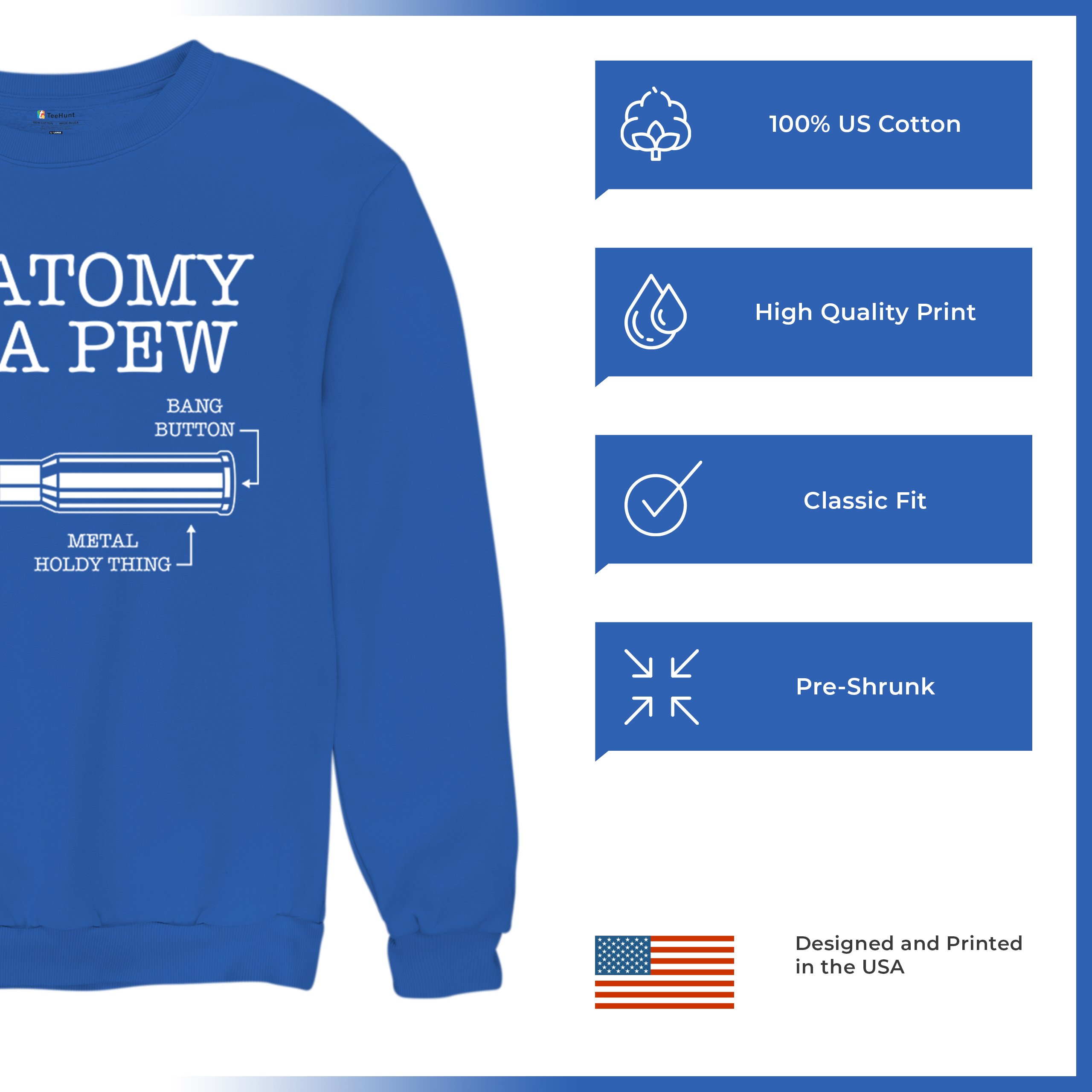 Anatomy of a Pew Sweatshirt 2nd Amendment Right to Bear Arms Patriotic Crewneck - Picture 35 of 36