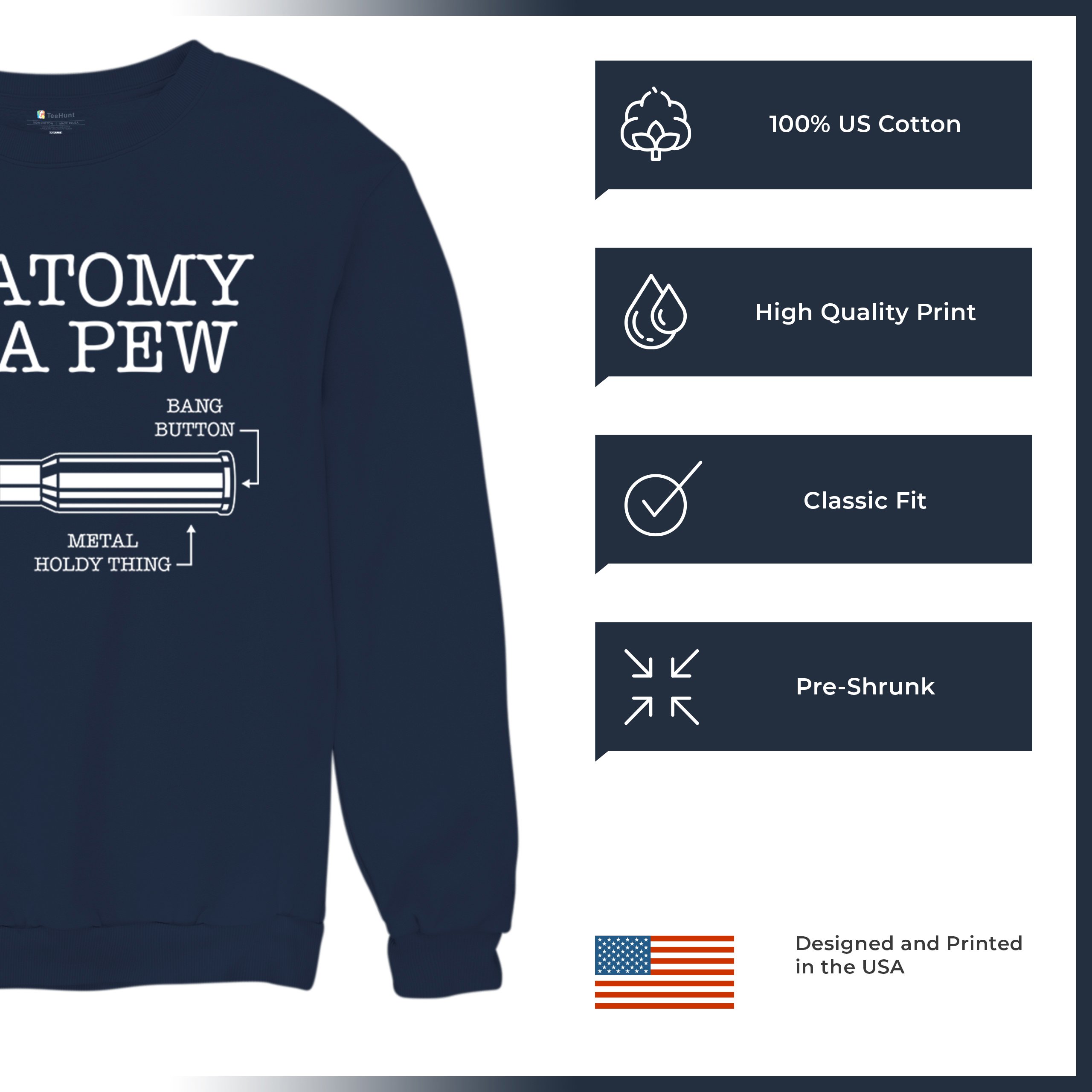 Anatomy of a Pew Sweatshirt 2nd Amendment Right to Bear Arms Patriotic Crewneck - Picture 21 of 36